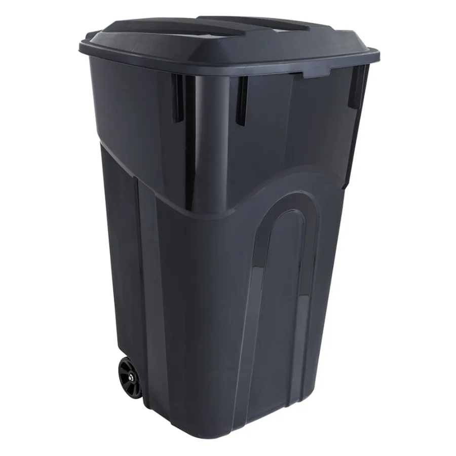 32 Gallon Wheeled Heavy Duty Plastic Garbage Can, Attached Lid, Black
32 Gallon Wheeled Heavy Duty Plastic Garbage Can, Attached Lid, Black