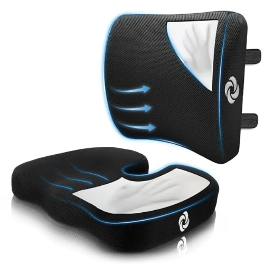 2 in 1 Lumbar port and Seat Cushion High Grade Motion Balanced Memory Foam Fits Most Office Chairs and Car Seats Elevate Your W
2 in 1 Lumbar port and Seat Cushion High Grade Motion Balanced Memory Foam Fits Most Office Chairs and Car Seats Elevate Your W