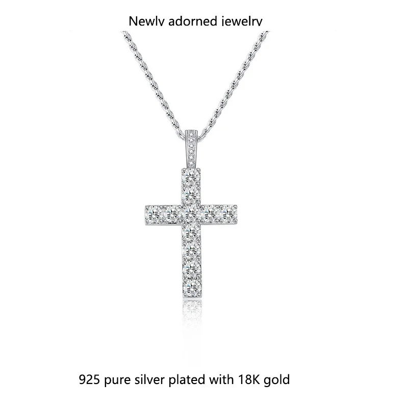 S925 silver cross pendant with a 5.72mm moissanite, suitable for both men and women, trendy and classic, a neutral style silver
S925 silver cross pendant with a 5.72mm moissanite, suitable for both men and women, trendy and classic, a neutral style silver
