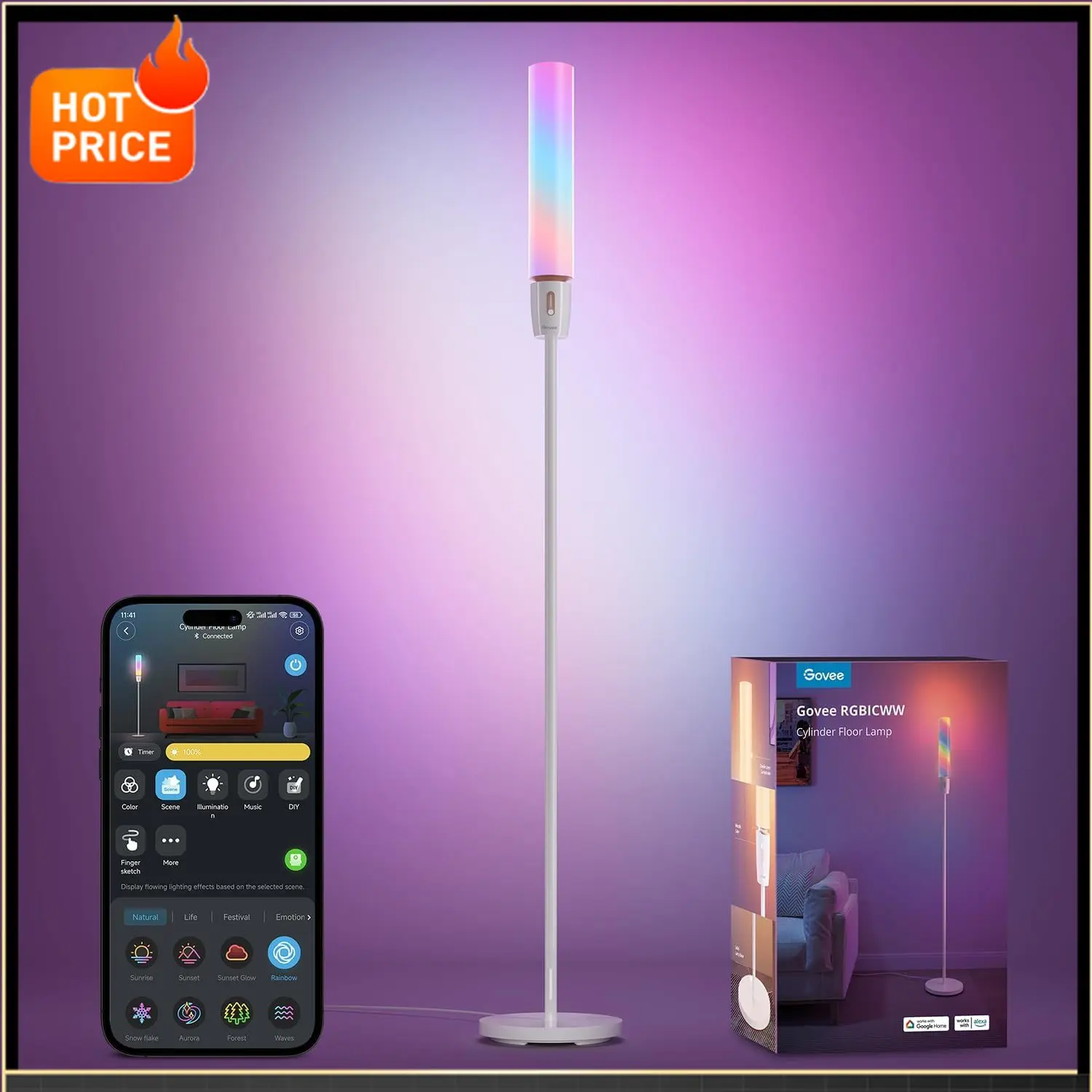 BestsellerGovee RGBIC Cylinder Floor Lamp, LED Corner Floor Lamp with Wi-Fi App Control, Smart Lamp with 64+ Scenes, DIY Mode, M
BestsellerGovee RGBIC Cylinder Floor Lamp, LED Corner Floor Lamp with Wi-Fi App Control, Smart Lamp with 64+ Scenes, DIY Mode, M