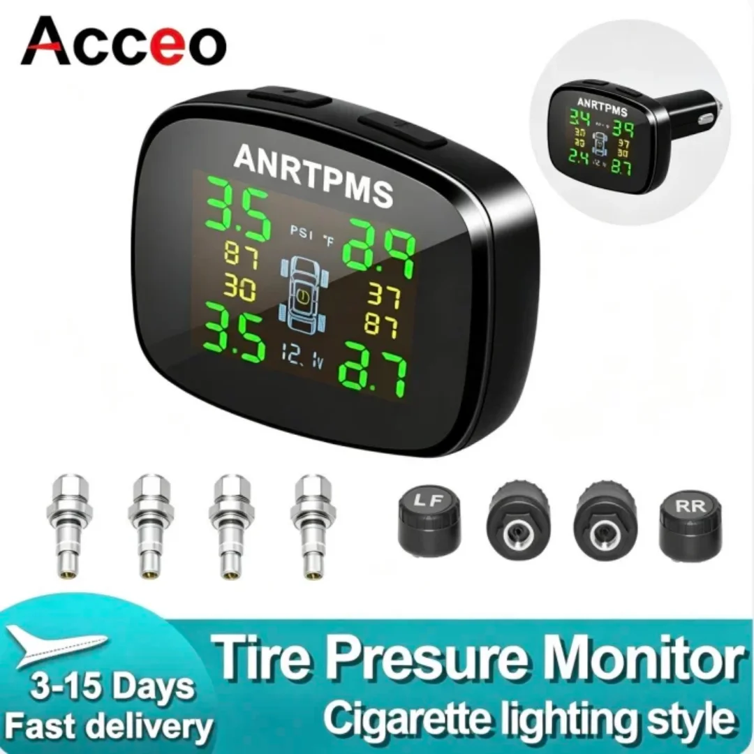 ACEO Car TPMS Tire Pressure Monitor System Cigarette Lighter Type with 4 Internal/External Sensors Real-time Alarm
ACEO Car TPMS Tire Pressure Monitor System Cigarette Lighter Type with 4 Internal/External Sensors Real-time Alarm