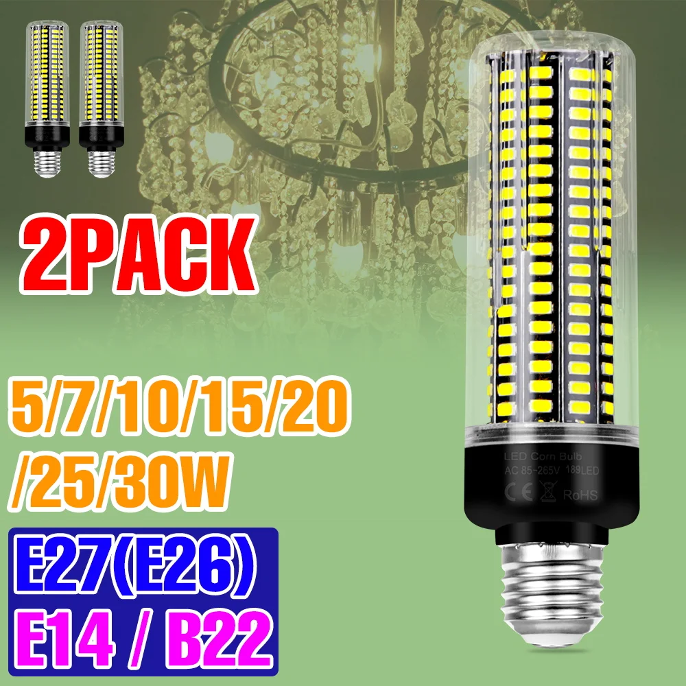 2 шт. светодиодные лампы-кукурузки 30 Вт, 85-265 В, для помещений, E26/E27, точечные светильники для гостиной, E14, встраиваемые потолочные лампы для люстр, B22, лампы-свечи
2 шт. светодиодные лампы-кукурузки 30 Вт, 85-265 В, для помещений, E26/E27, точечные светильники для гостиной, E14, встраиваемые потолочные лампы для люстр, B22, лампы-свечи