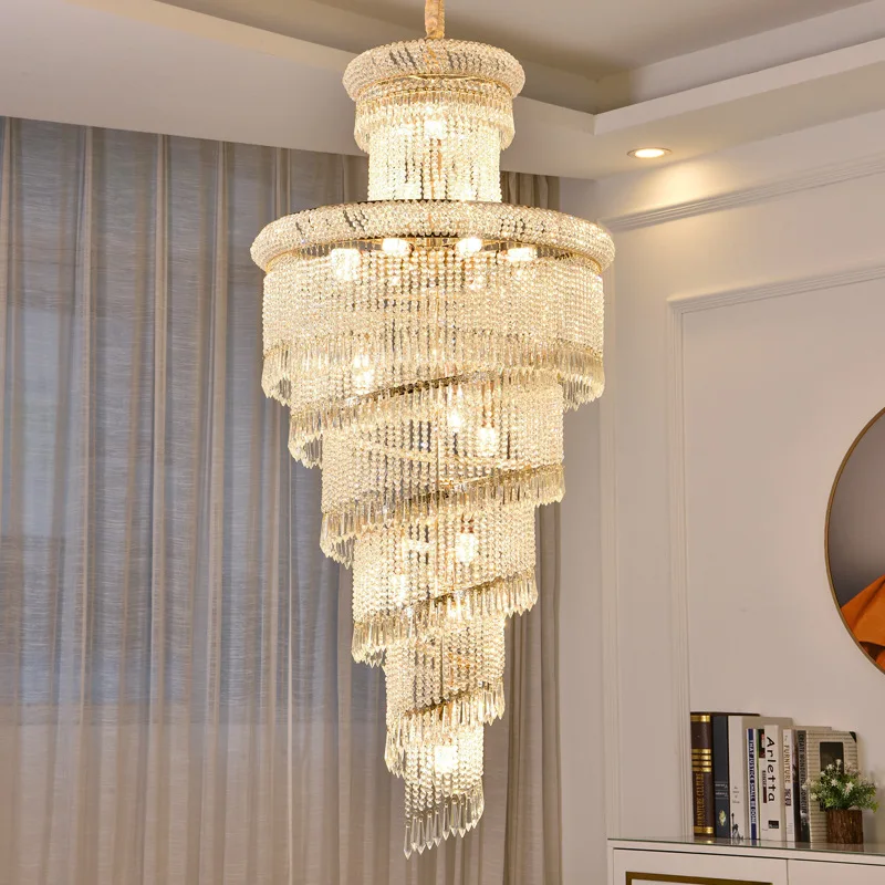 Villa Hollow Duplex Chandelier Crystal Hall Spiral Staircase Living Room Hotel Lobby Light Luxury Pendant lamps
Villa Hollow Duplex Chandelier Crystal Hall Spiral Staircase Living Room Hotel Lobby Light Luxury Pendant lamps