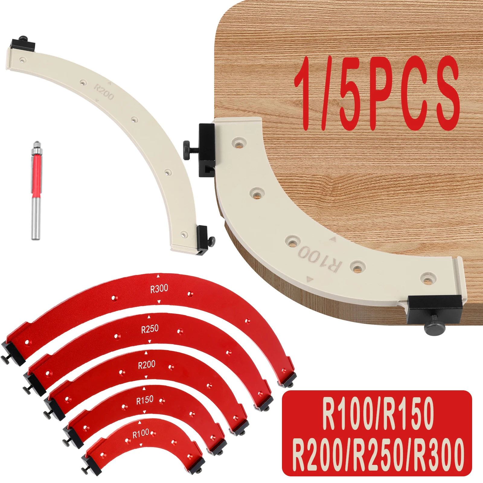 1/5PCS Round Corner Radius Template R100/R150/R200/R250/R300 Radius Jig Router Template Precise Arc Angle Positioning Auxiliary
1/5PCS Round Corner Radius Template R100/R150/R200/R250/R300 Radius Jig Router Template Precise Arc Angle Positioning Auxiliary