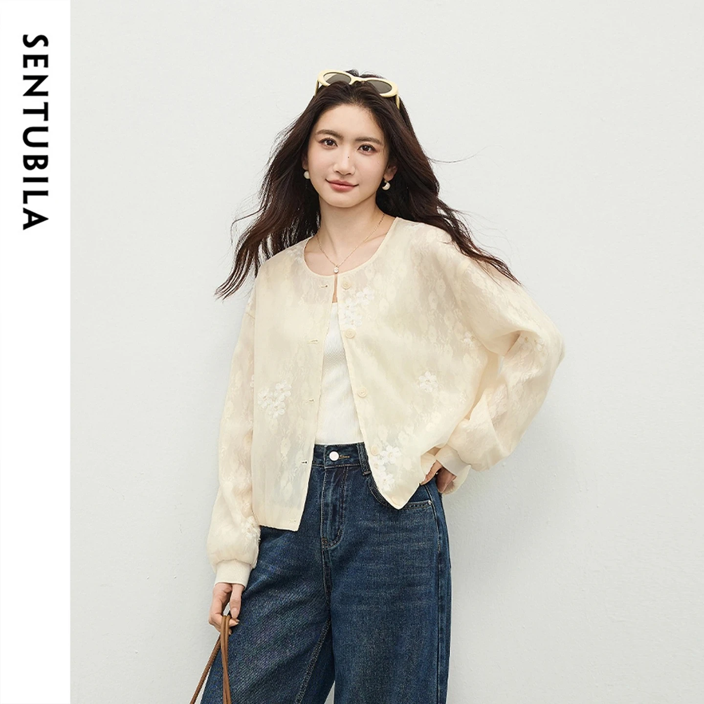 SENTUBILA Women Embroidered Sheer Jacket 2026 Spring Round Neck Button-Up Loose Lightweight Casual Commuter Coat 161WB5628
SENTUBILA Women Embroidered Sheer Jacket 2026 Spring Round Neck Button-Up Loose Lightweight Casual Commuter Coat 161WB5628