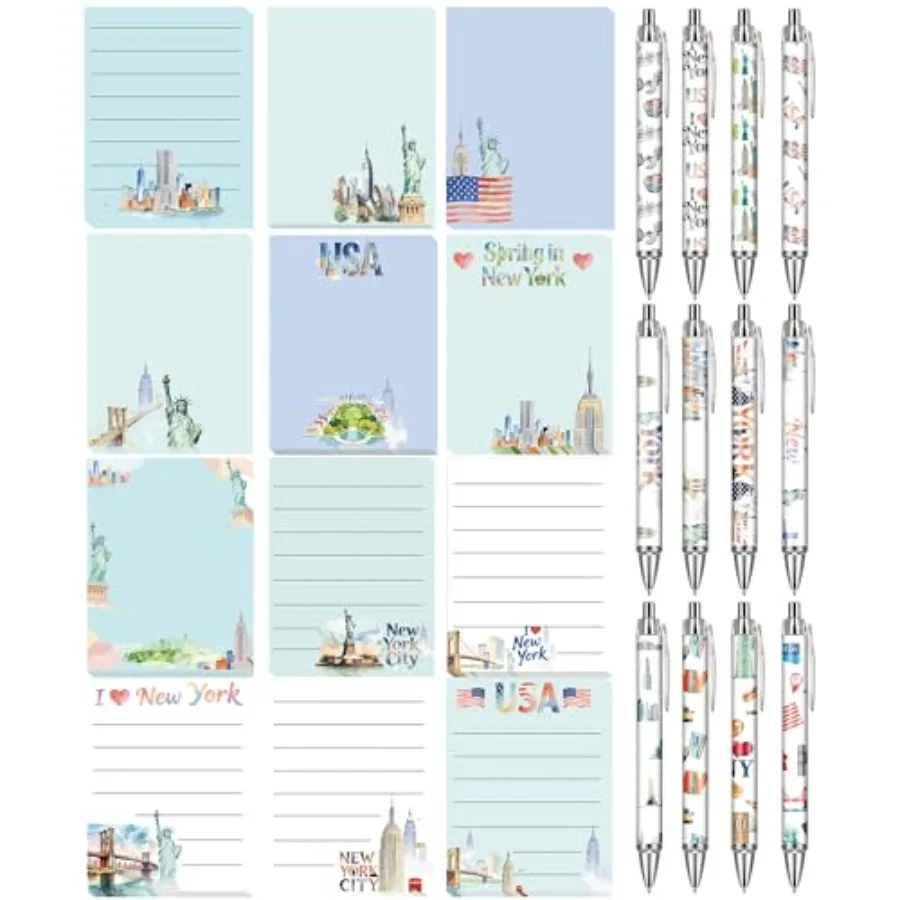 New York Souvenirs Set, 12 Pack NYC Sticky Notes and Ballpoint Pen Set for Travelers Friends Women, Self-Stick Memo Notepads, N
New York Souvenirs Set, 12 Pack NYC Sticky Notes and Ballpoint Pen Set for Travelers Friends Women, Self-Stick Memo Notepads, N