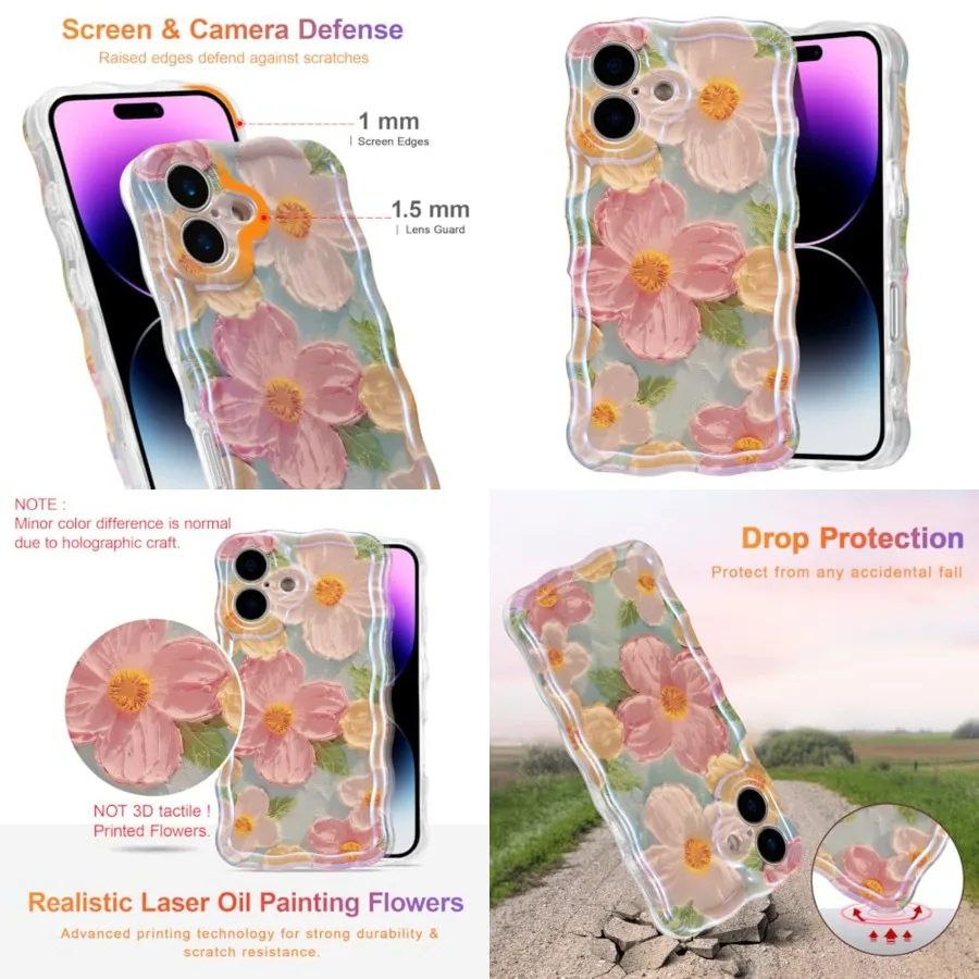 Case for iPhone 17, Colorful Retro Oil Painting Printed Flower Laser Glossy Pattern Cute Curly Wave Edge Exquisite Phone Cover
Case for iPhone 17, Colorful Retro Oil Painting Printed Flower Laser Glossy Pattern Cute Curly Wave Edge Exquisite Phone Cover