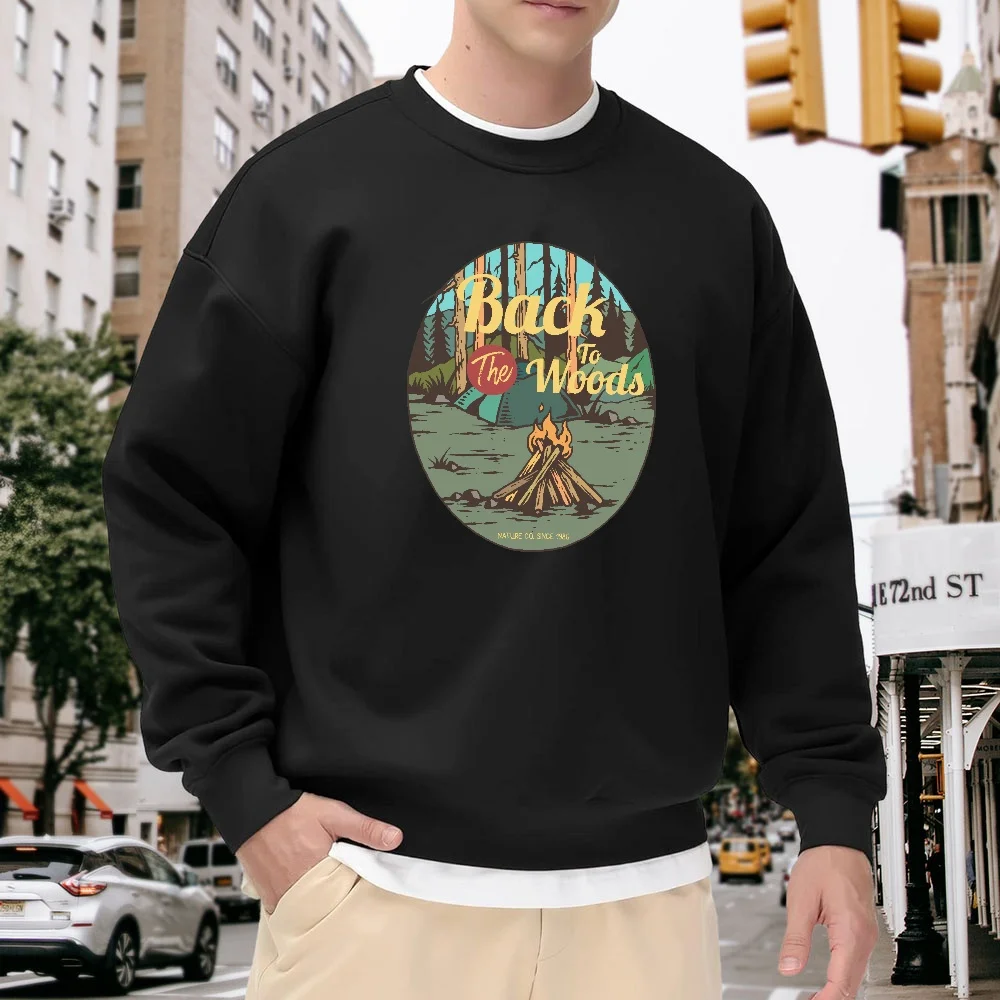 Men's Black Crew Neck Pullover Sweatshirt with Outdoor Camping Print, Loose Casual Top, Versatile for Daily Street Wear and Sports, Comfortable, Breathable, Trendy Item
Men's Black Crew Neck Pullover Sweatshirt with Outdoor Camping Print, Loose Casual Top, Versatile for Daily Street Wear and Sports, Comfortable, Breathable, Trendy Item