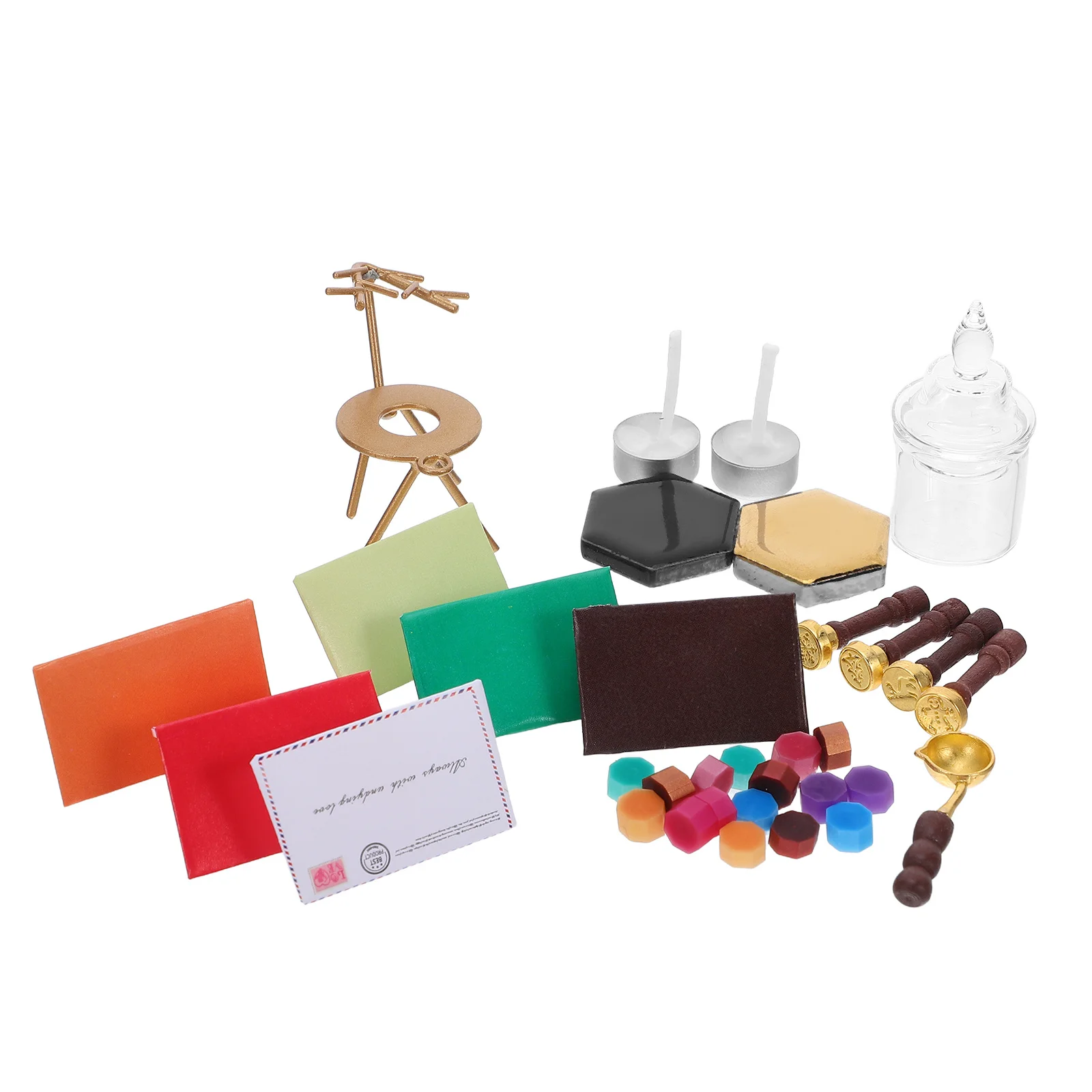 1Set Miniature Wax Seal Stamp Kit Christmas Simulation Sealing Wax Melting Tools for Crafting DIY Dollhouse Accessories
1Set Miniature Wax Seal Stamp Kit Christmas Simulation Sealing Wax Melting Tools for Crafting DIY Dollhouse Accessories