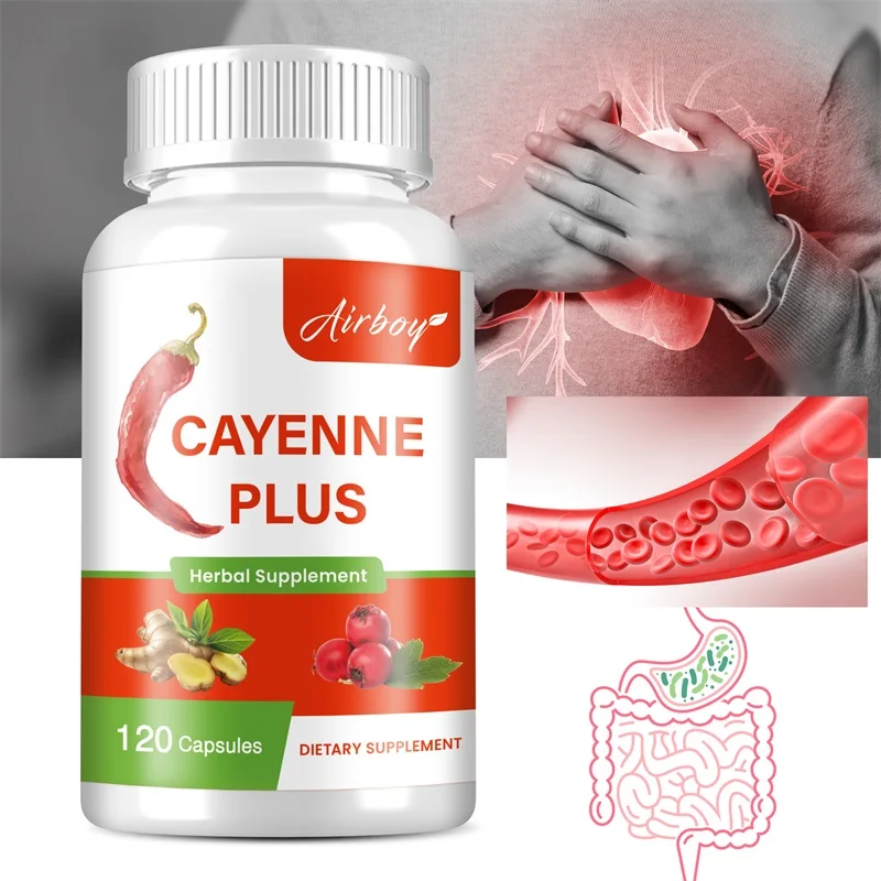 Cayenne Capsules - Supports Heart, Cardiovascular Health, Promotes Blood Circulation, Digestive Health, and Enhances Immunity
Cayenne Capsules - Supports Heart, Cardiovascular Health, Promotes Blood Circulation, Digestive Health, and Enhances Immunity