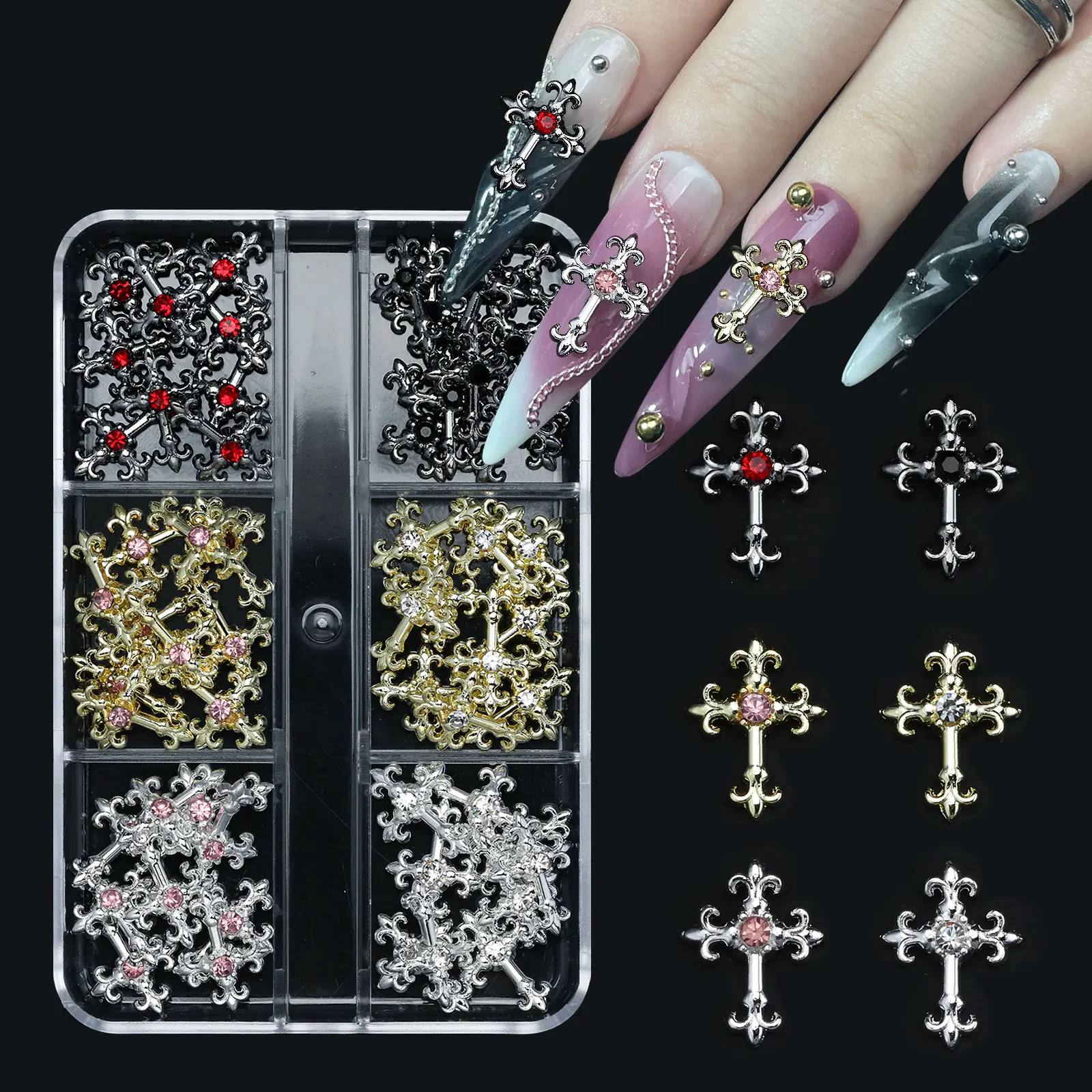 3d cross nail art zircon embedded retro alloy rhinestones Y2K gothic punk metal style nail accessories DIY charm nail decoration
3d cross nail art zircon embedded retro alloy rhinestones Y2K gothic punk metal style nail accessories DIY charm nail decoration