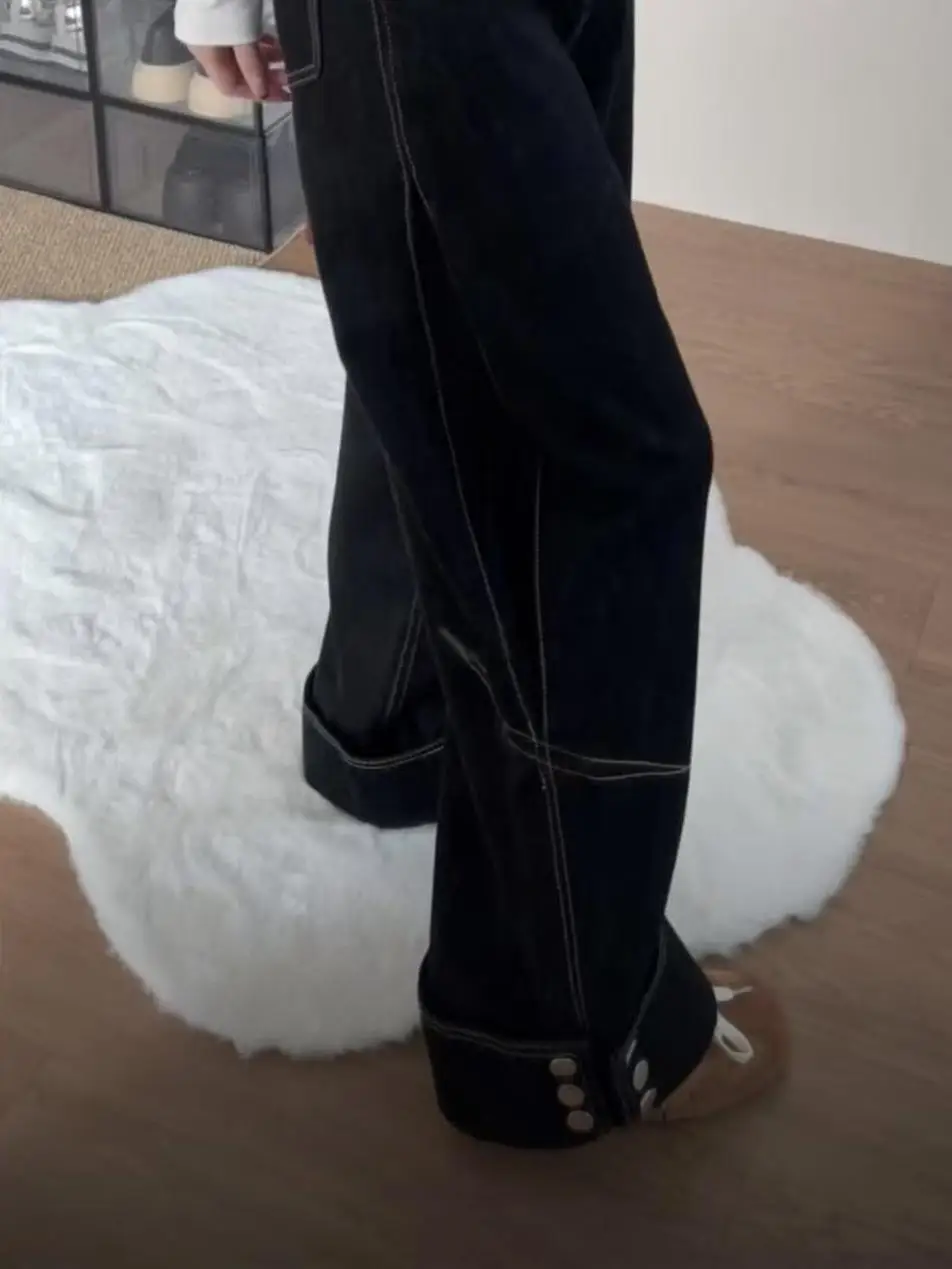 American Sle Vintage Loose Straight Leg Jeans Women's Autumn Winter Cuffed Long Pants Button Wide Leg Trousers
American Sle Vintage Loose Straight Leg Jeans Women's Autumn Winter Cuffed Long Pants Button Wide Leg Trousers