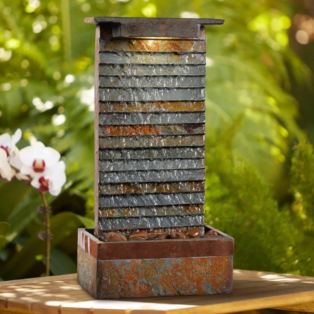 Stave 19 High Small Rustic Zen Indoor Outdoor Decor Slate Stone Tabletop Fountain with Light LED Waterfall Water Feature
Stave 19 High Small Rustic Zen Indoor Outdoor Decor Slate Stone Tabletop Fountain with Light LED Waterfall Water Feature
