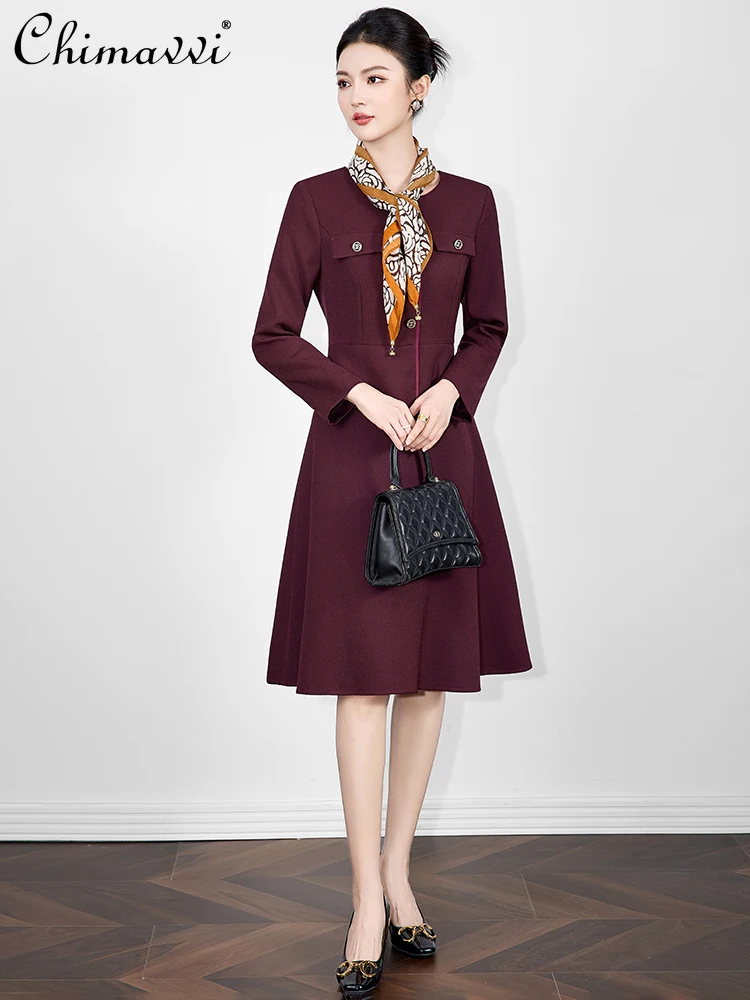 French Elegant Commuting Round Neck Long Sleeve High Waist Slim A-line Simple Fashion Temperament Long Dress for Women in Autumn
French Elegant Commuting Round Neck Long Sleeve High Waist Slim A-line Simple Fashion Temperament Long Dress for Women in Autumn