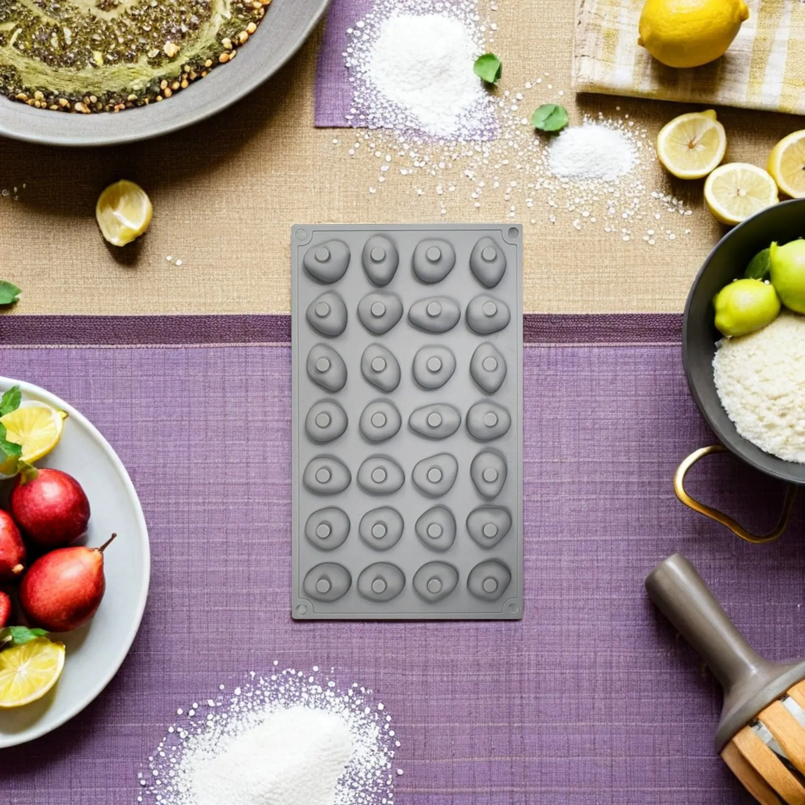 Набор из 2 силиконовых форм для шоколада (28 ячеек, дизайн «галька»), антипригарные, для трюфелей, муссовых тортов, фондана, десертов, конфет, кубиков льда
Набор из 2 силиконовых форм для шоколада (28 ячеек, дизайн «галька»), антипригарные, для трюфелей, муссовых тортов, фондана, десертов, конфет, кубиков льда