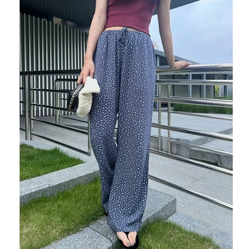 Sweet Women Blue Loose Pants 2024 Fashion Summer Ladies Blue Straight Leg Pants Female Drawstring Floral Pants
Sweet Women Blue Loose Pants 2024 Fashion Summer Ladies Blue Straight Leg Pants Female Drawstring Floral Pants