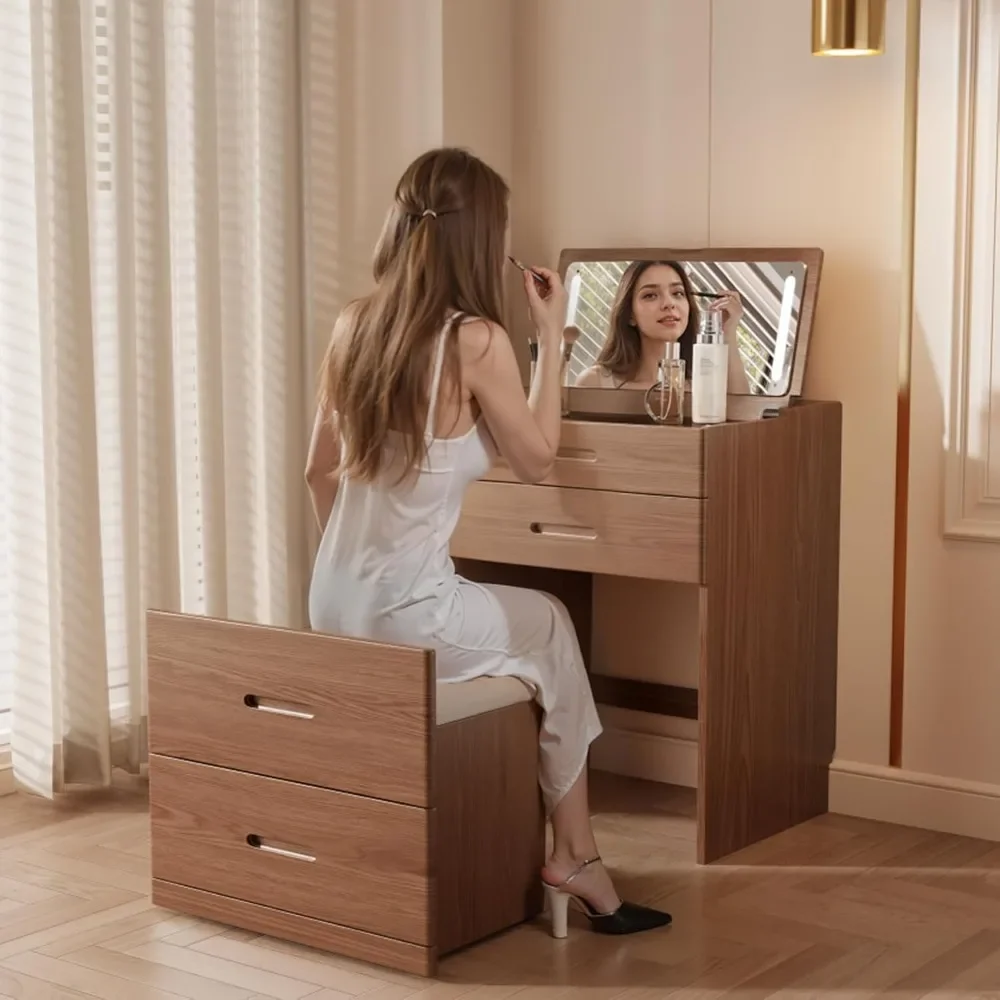 3 In1 Soild Wood Make up Table with Hidden Mirror and Chair,Vanity Compact Desk with Lights,W24xd20xh32inch Dressing Table with
3 In1 Soild Wood Make up Table with Hidden Mirror and Chair,Vanity Compact Desk with Lights,W24xd20xh32inch Dressing Table with