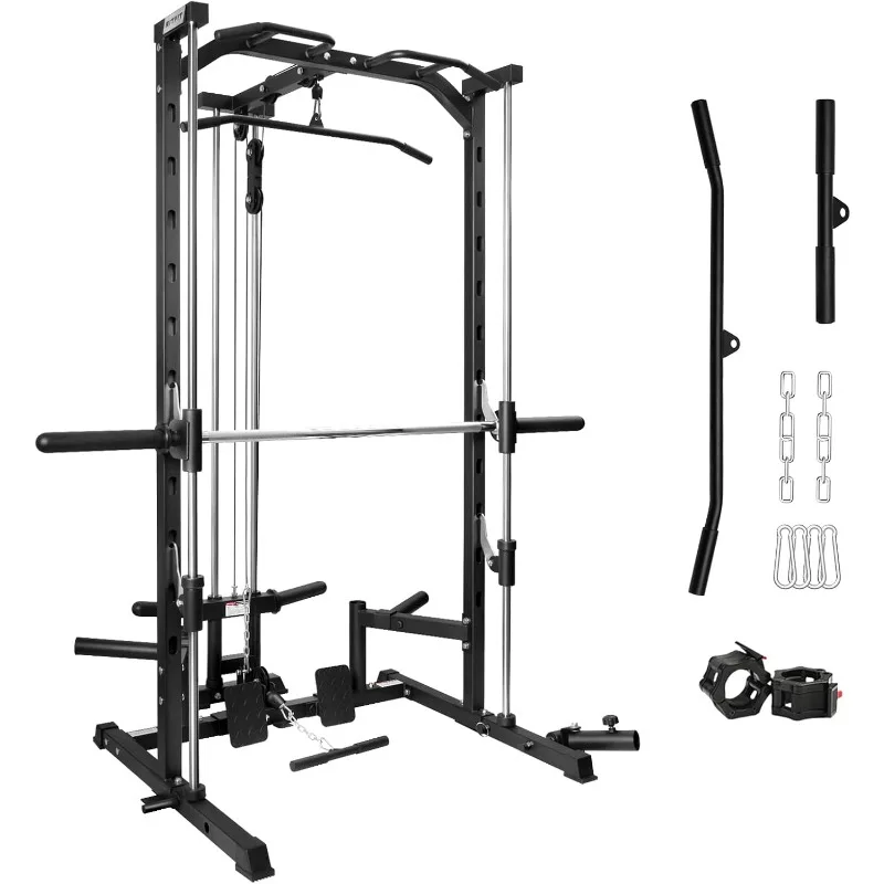Силовая стойка для машины Smith с системой LAT-Pull Down, Landmine, штангой, колышками для хранения тарелок и более тренировочным креплением
Силовая стойка для машины Smith с системой LAT-Pull Down, Landmine, штангой, колышками для хранения тарелок и более тренировочным креплением