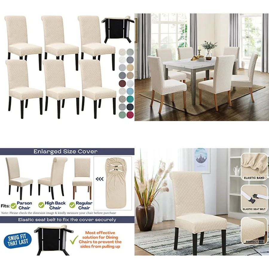 6 Pack Dining Room Chair Covers with seat Belt, Stretch Parsons Chair Slipcover Washable Kitchen Dining Chair Cover Removable S
6 Pack Dining Room Chair Covers with seat Belt, Stretch Parsons Chair Slipcover Washable Kitchen Dining Chair Cover Removable S