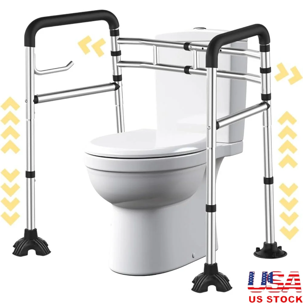 Heavy Duty Toilet Safety Rails Adjustable Medical Support Frame Stainless Steel Grab Bars Seniors Bathroom Assistance 380 lb
Heavy Duty Toilet Safety Rails Adjustable Medical Support Frame Stainless Steel Grab Bars Seniors Bathroom Assistance 380 lb