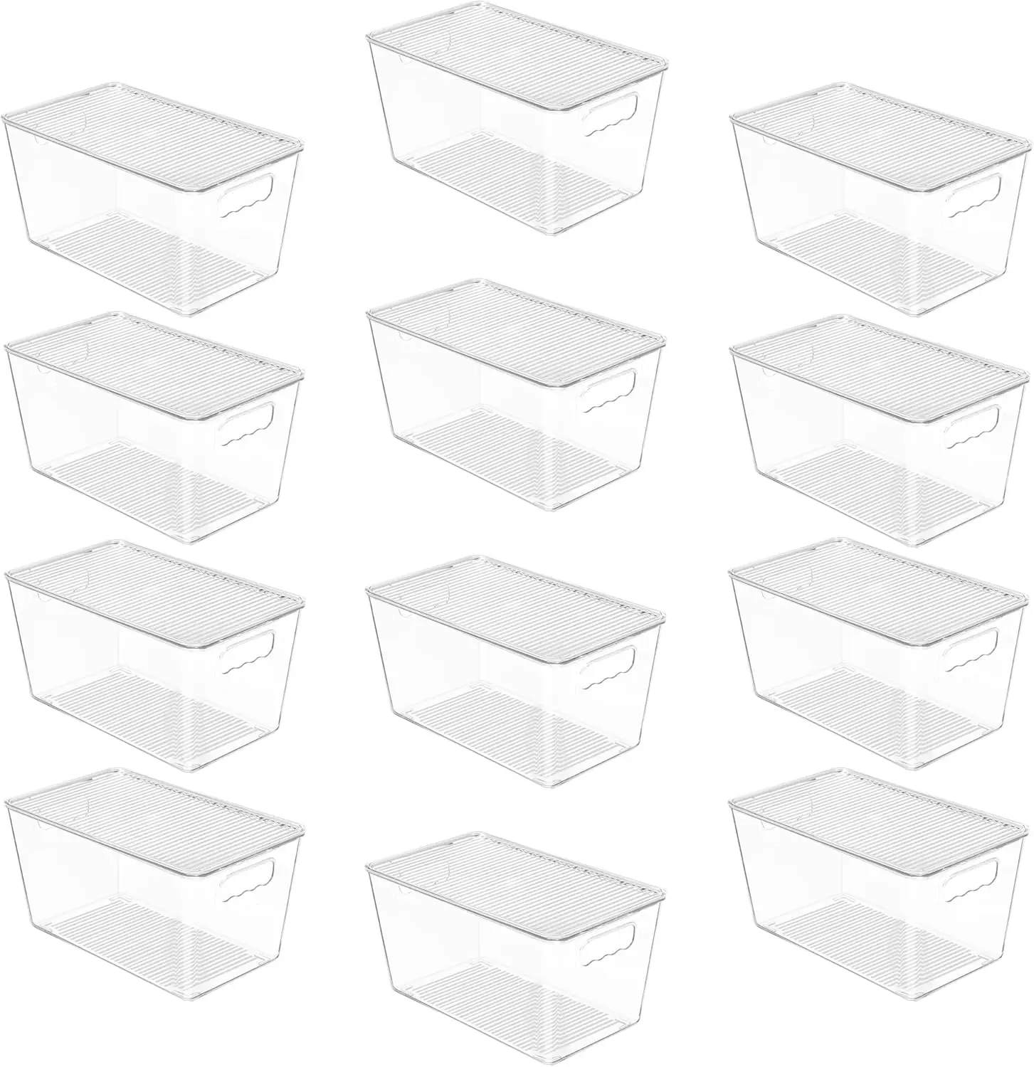 12 Pack Clear Stackable Storage Bins with Lids, Medium Plastic Containers with Handle for Pantry Organizer and Kitchen Cabinet
12 Pack Clear Stackable Storage Bins with Lids, Medium Plastic Containers with Handle for Pantry Organizer and Kitchen Cabinet