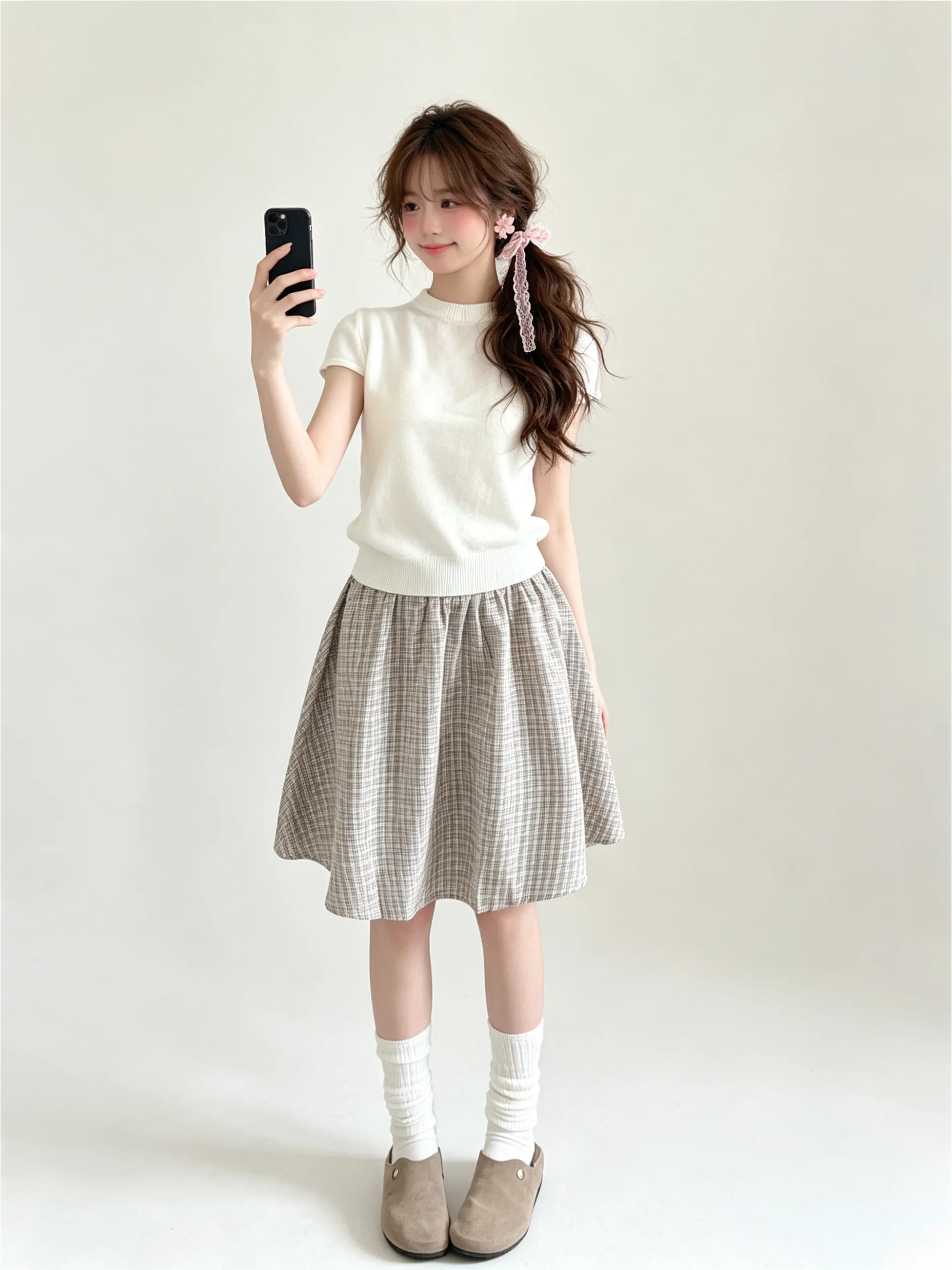 College Style Knitted Two-Piece Set Women's Summer Korean Girl White Short Sleeve round Neck T-Shirt Plaid Skirt
College Style Knitted Two-Piece Set Women's Summer Korean Girl White Short Sleeve round Neck T-Shirt Plaid Skirt
