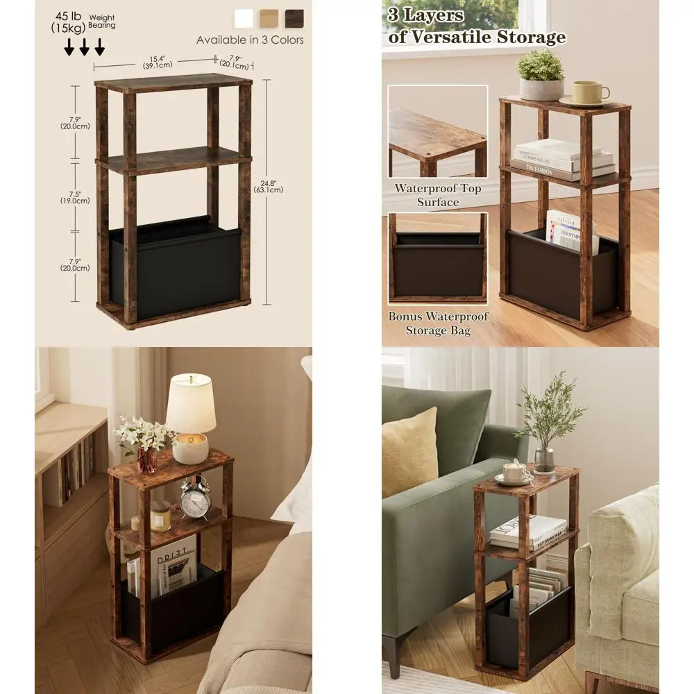 Compact 3-Tier Wooden Nightstand with Storage for Small Spaces, Rustic Brown Bedside Table for Living Room and Bedroom
Compact 3-Tier Wooden Nightstand with Storage for Small Spaces, Rustic Brown Bedside Table for Living Room and Bedroom