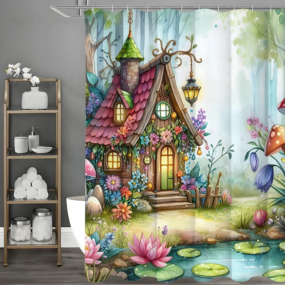 Forest Cabin Flower Plant Tree Lake Shower Curtain, Bathroom Decorative Shower Curtain, Waterproof Shower Curtain with Hooks
Forest Cabin Flower Plant Tree Lake Shower Curtain, Bathroom Decorative Shower Curtain, Waterproof Shower Curtain with Hooks