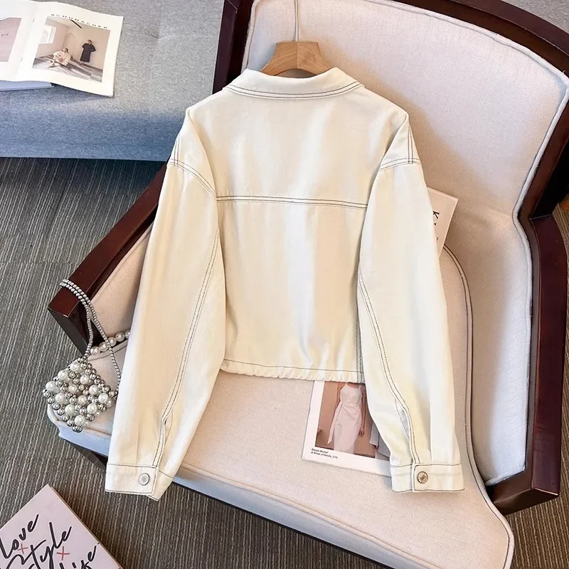 Spring Autumn New Casual Women White Short Denim Jacket Loose Lapel Single-Breasted Long Sleeve Jeans Jacket Coat Streetwear
Spring Autumn New Casual Women White Short Denim Jacket Loose Lapel Single-Breasted Long Sleeve Jeans Jacket Coat Streetwear