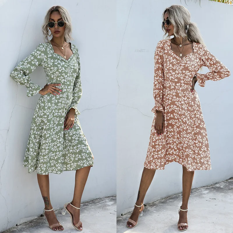 Long Dress Autumn Winter Elegant Ladies Floral Flower Print Long Sleeve Green Slim Fitted Clothes Nice Trendy Dresses For Women
Long Dress Autumn Winter Elegant Ladies Floral Flower Print Long Sleeve Green Slim Fitted Clothes Nice Trendy Dresses For Women