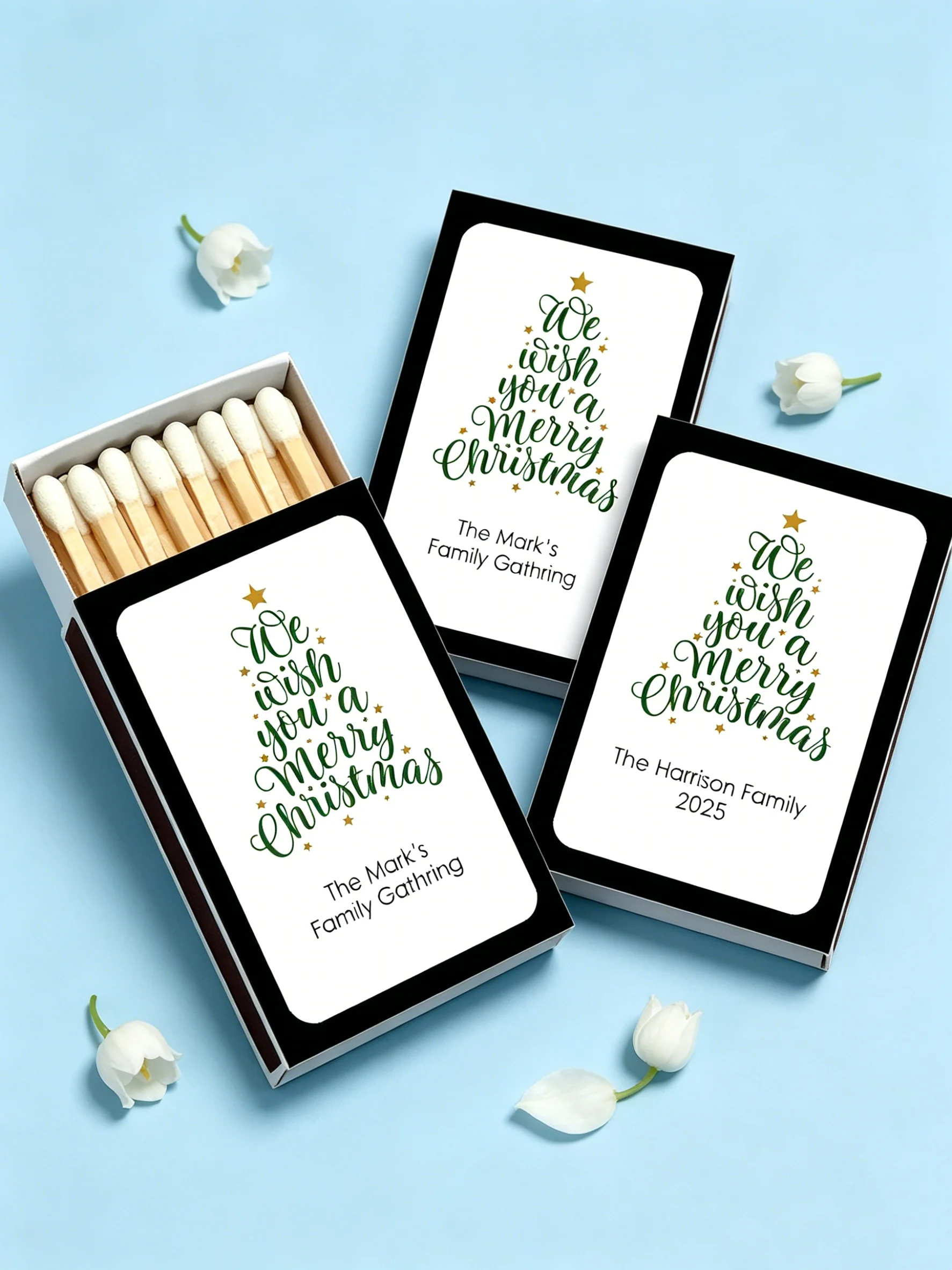 We Wish You a Merry Christmas Personalized Match Boxes, Custom Holiday Match Boxes for Christmas Candles & Gifts
We Wish You a Merry Christmas Personalized Match Boxes, Custom Holiday Match Boxes for Christmas Candles & Gifts