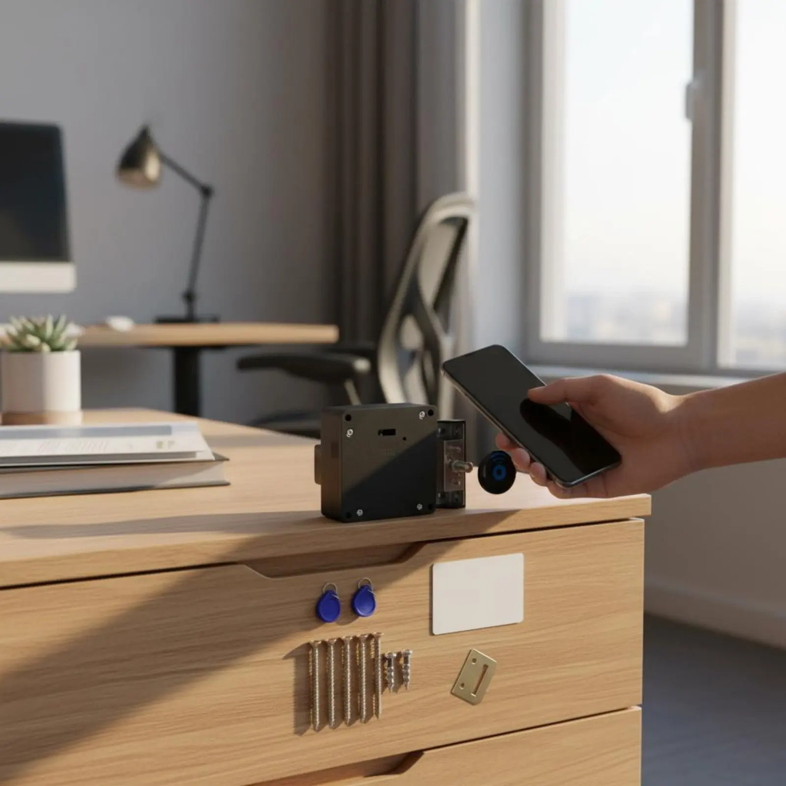Easy-Mount Smart Cabinet Lock APP Control Contactless Cabinet Latch Keyless Contactless Card Drawer Lock for Office
Easy-Mount Smart Cabinet Lock APP Control Contactless Cabinet Latch Keyless Contactless Card Drawer Lock for Office