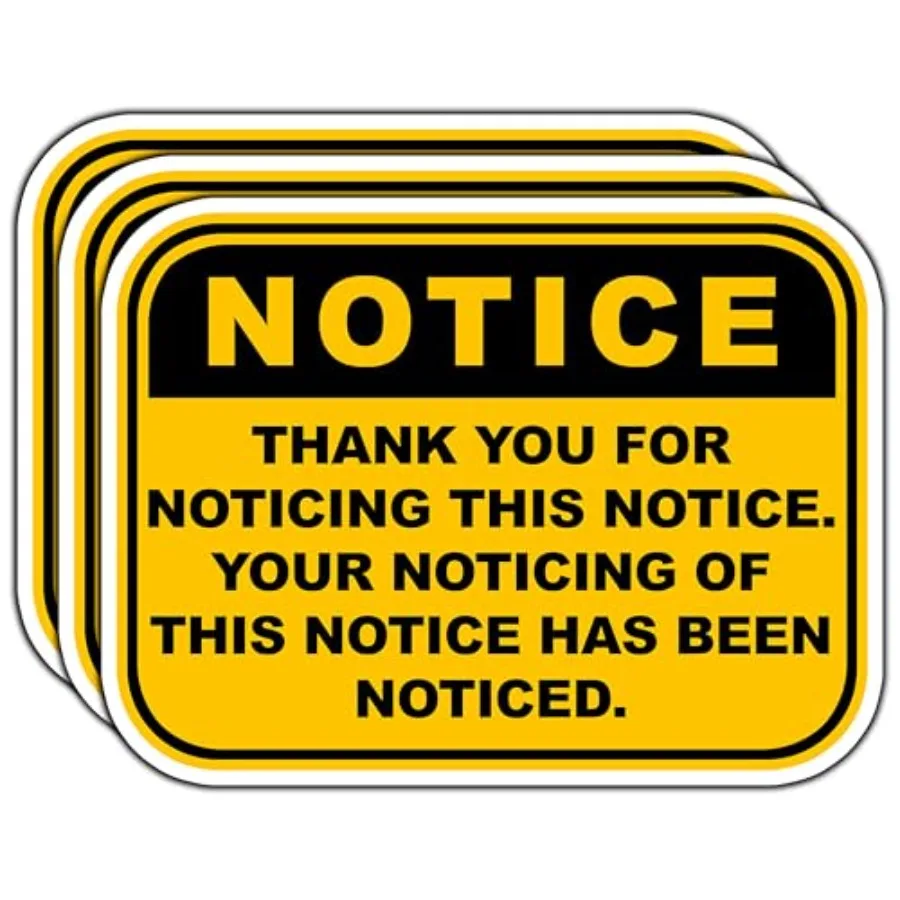 3Pcs Thank You for Noticing This Notice Sticker Funny Notice Sarcastic Stickers Humorous Decorate Waterproof Vinyl Decal for Ca
3Pcs Thank You for Noticing This Notice Sticker Funny Notice Sarcastic Stickers Humorous Decorate Waterproof Vinyl Decal for Ca