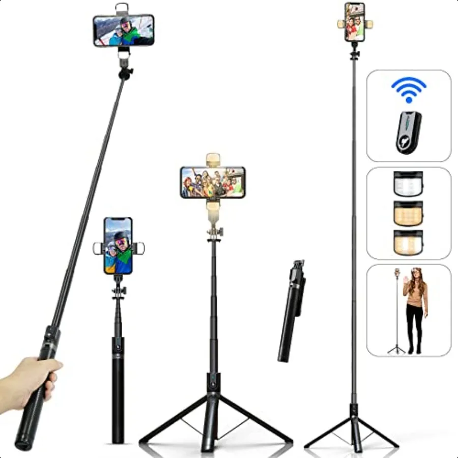 Selfie Stick Phone Tripod with Remote and LED Fill Lights ASHINER 70 inch Heigh Cell Phone Holder for Travel Vlogging Live Stre
Selfie Stick Phone Tripod with Remote and LED Fill Lights ASHINER 70 inch Heigh Cell Phone Holder for Travel Vlogging Live Stre