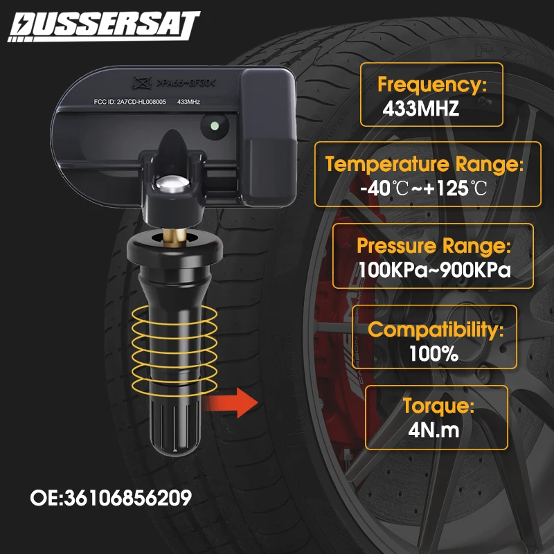 Tire Pressure Sensor TPMS 433MHz for Mini Convertible Clubman Paceman Cabrio Countryman Coupe Hatchback Hardtop 36106856209
Tire Pressure Sensor TPMS 433MHz for Mini Convertible Clubman Paceman Cabrio Countryman Coupe Hatchback Hardtop 36106856209