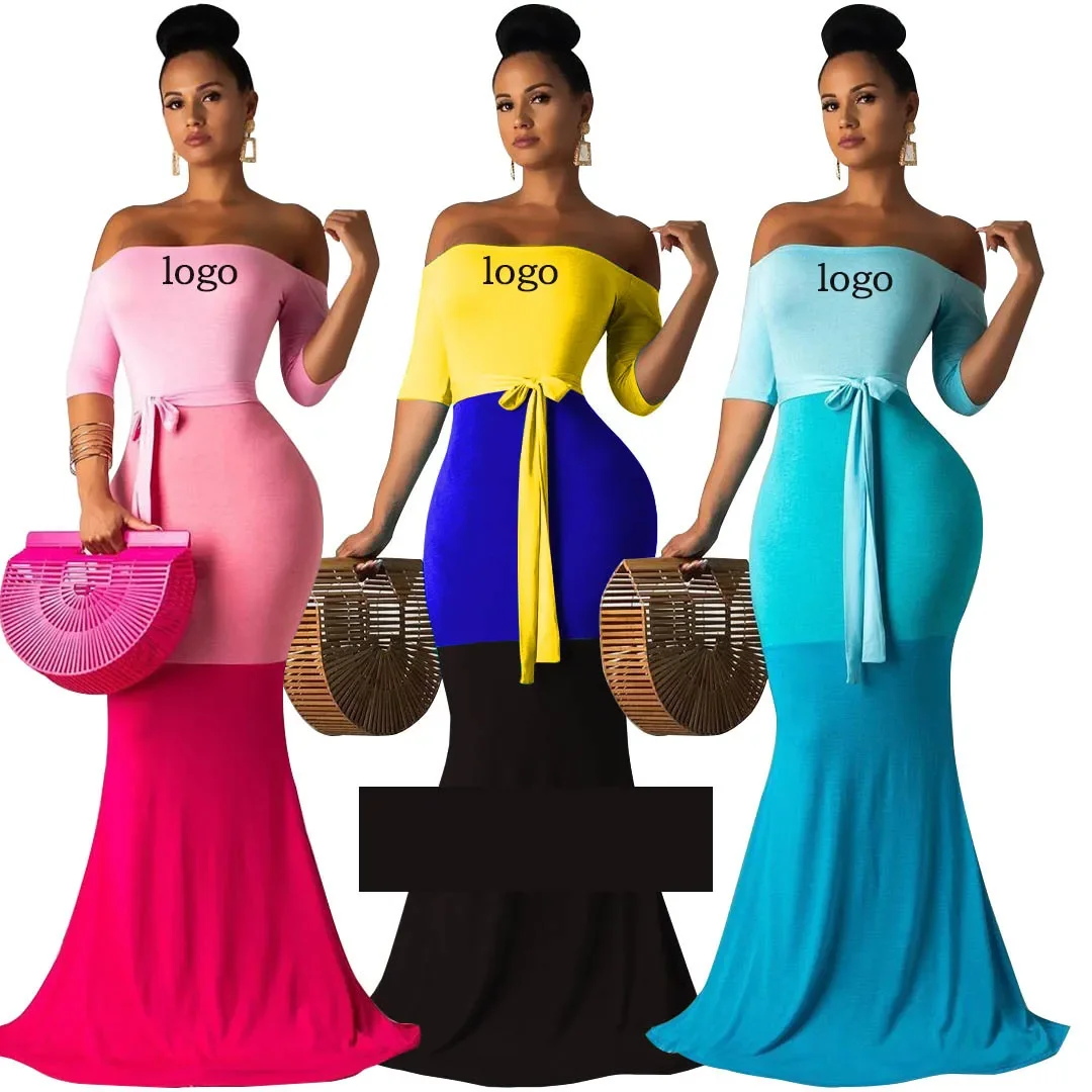 Custom LOGO Women's Sexy Fashion Shoulder Hanging Tri Color Dress vestido large elegante para fiesta vestido elegante para
Custom LOGO Women's Sexy Fashion Shoulder Hanging Tri Color Dress vestido large elegante para fiesta vestido elegante para