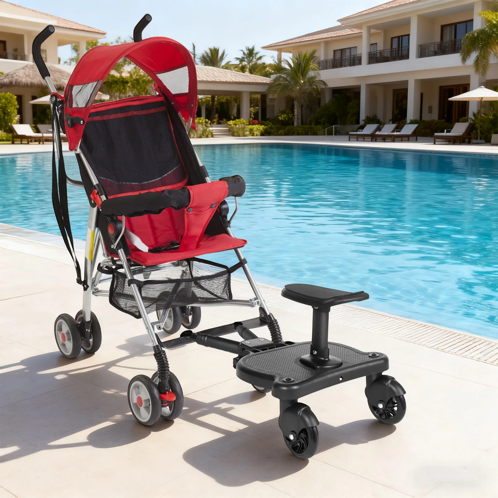 2 in 1 Stroller Board with Seat - Detachable Kids Ride On Board 25kg, Universal Pram Glider for 3-7 Years, Fits Umbrella/Travel Strollers, PU Wheels
2 in 1 Stroller Board with Seat - Detachable Kids Ride On Board 25kg, Universal Pram Glider for 3-7 Years, Fits Umbrella/Travel Strollers, PU Wheels