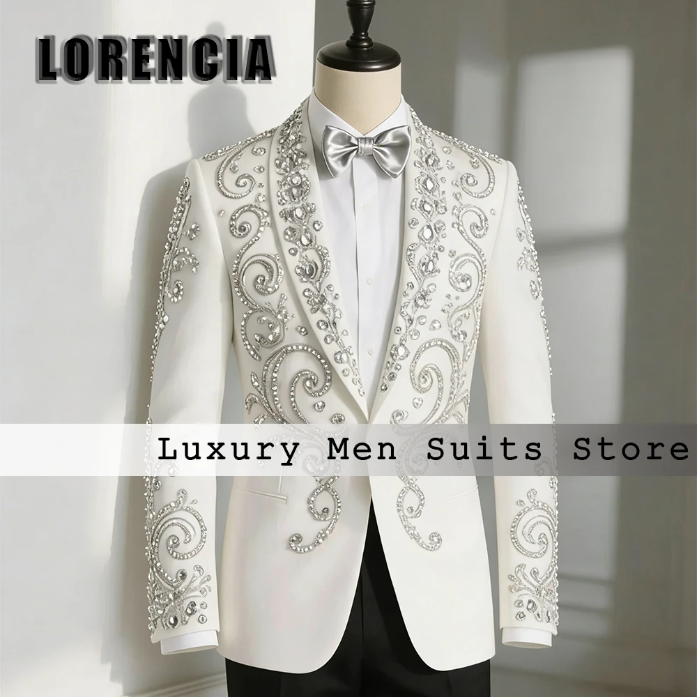 Luxury Diamond Suits for Men 2 Pieces Shawl Collar Tuxedos Set Wedding Party Groom Outfits Customized Blazer Pants ropa hombre
Luxury Diamond Suits for Men 2 Pieces Shawl Collar Tuxedos Set Wedding Party Groom Outfits Customized Blazer Pants ropa hombre