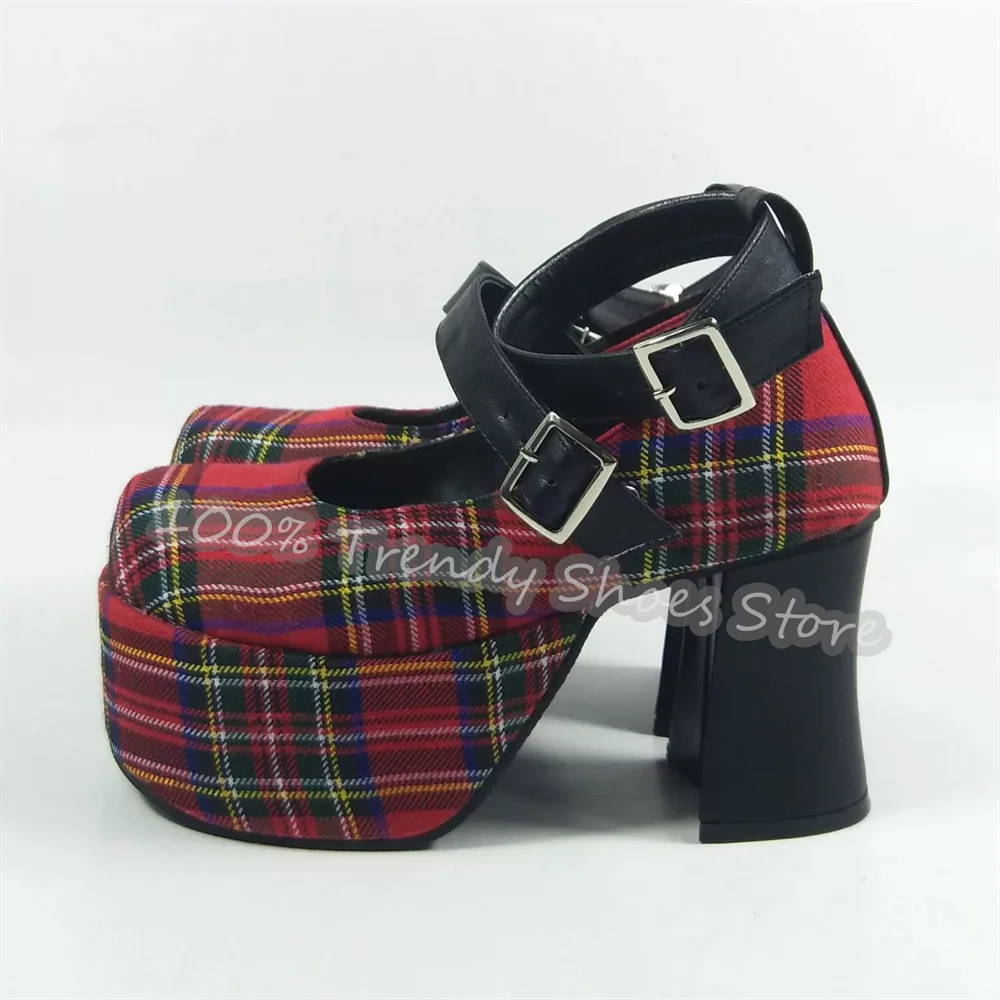 Gothic Platform Chunky High Heel Women Pumps Mixed Color Plaid Ankle Strap Buckle Mary Jane Shoes Cosplay Party Club Dress Shoes
Gothic Platform Chunky High Heel Women Pumps Mixed Color Plaid Ankle Strap Buckle Mary Jane Shoes Cosplay Party Club Dress Shoes