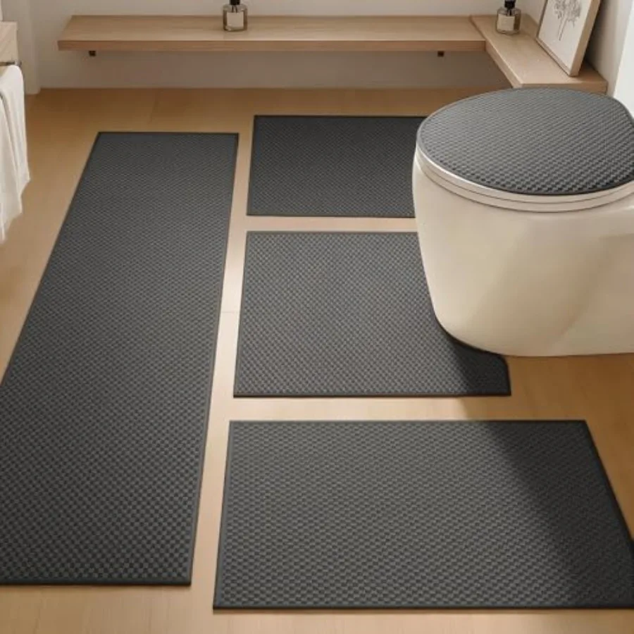 Bathroom Rugs Sets 5 Pcs Non Slip Washable, Absorbent Quick Dry Bath Mat Set with Toilet Mat, Weave Texture Low Profile Bath Ru
Bathroom Rugs Sets 5 Pcs Non Slip Washable, Absorbent Quick Dry Bath Mat Set with Toilet Mat, Weave Texture Low Profile Bath Ru