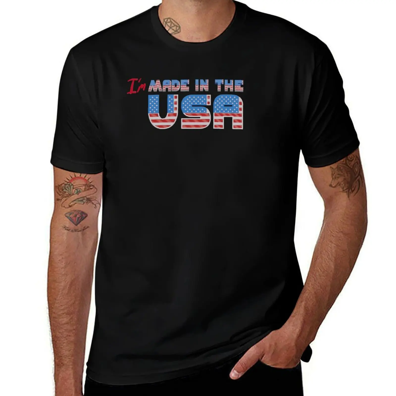 I'm Made in the USA - Funny pun T-Shirt basketball graphic tees Short sleeve tee anime mens graphic t-shirts
I'm Made in the USA - Funny pun T-Shirt basketball graphic tees Short sleeve tee anime mens graphic t-shirts