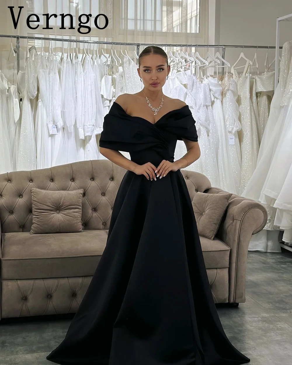 Verngo Black Satin A Line Prom Gown Off The Shoulder Side Slit Party Dress For Women Simple Formal Occasion Dress
Verngo Black Satin A Line Prom Gown Off The Shoulder Side Slit Party Dress For Women Simple Formal Occasion Dress