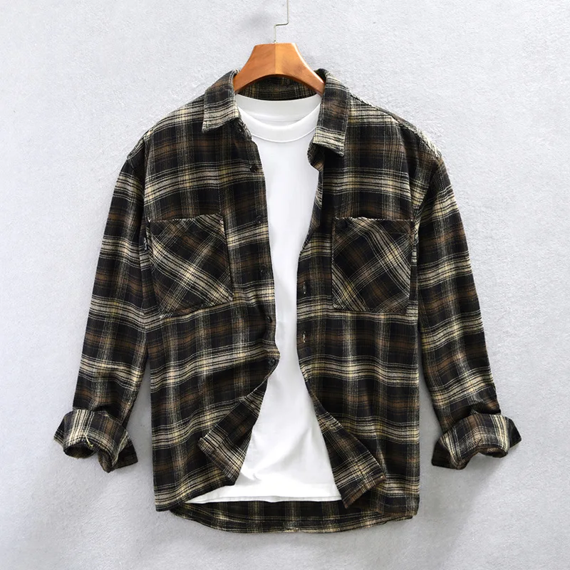 Z797 Spring Autumn Japan Style Retro Classical Fashion Plaid Cotton Shirts Lapel Long Sleeve Double Pockets Casual Men 2023 Tops
Z797 Spring Autumn Japan Style Retro Classical Fashion Plaid Cotton Shirts Lapel Long Sleeve Double Pockets Casual Men 2023 Tops
