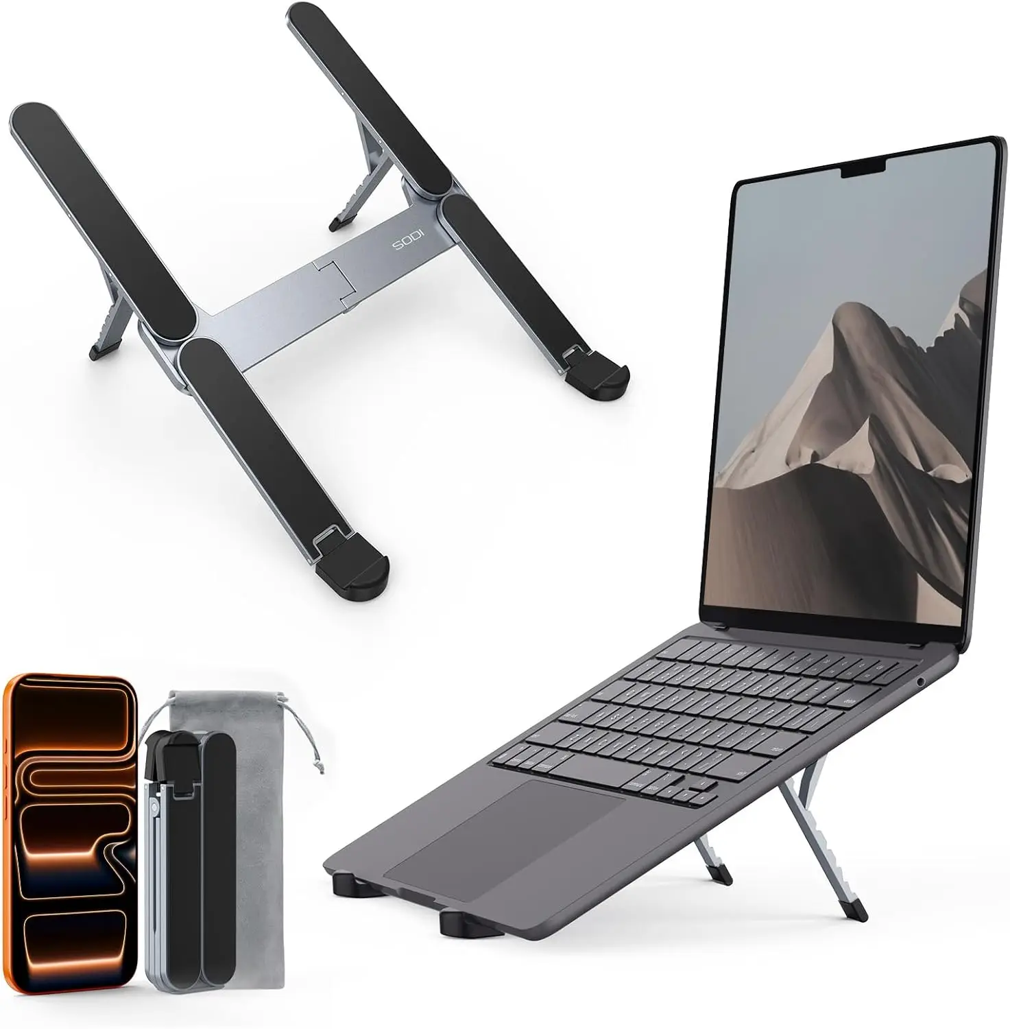 Ultra Compact Foldable Laptop Stand, 6-Level Height Ergonomic Aluminum Holder for 10-16" Devices, Lightweight for Travel
Ultra Compact Foldable Laptop Stand, 6-Level Height Ergonomic Aluminum Holder for 10-16" Devices, Lightweight for Travel