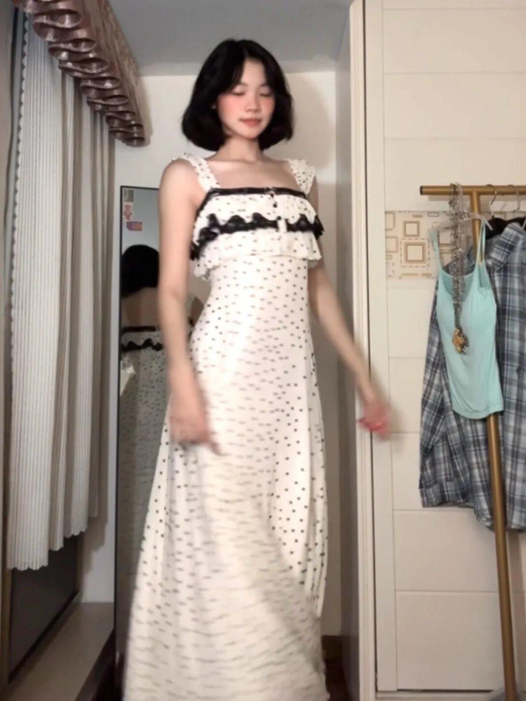 Summer Polka Dot Belted Slimming Strap Long Dress Gentle Style Unique Not Repeating Pattern Dress mid High Waist Lace Splice
Summer Polka Dot Belted Slimming Strap Long Dress Gentle Style Unique Not Repeating Pattern Dress mid High Waist Lace Splice