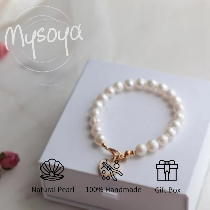 MYSOYA White Freshwater Pearl Love Pendant Bracelet 7-8mm With Gift Box For Him/Her Birthday/Wedding/Christmas/New Year Gift
MYSOYA White Freshwater Pearl Love Pendant Bracelet 7-8mm With Gift Box For Him/Her Birthday/Wedding/Christmas/New Year Gift