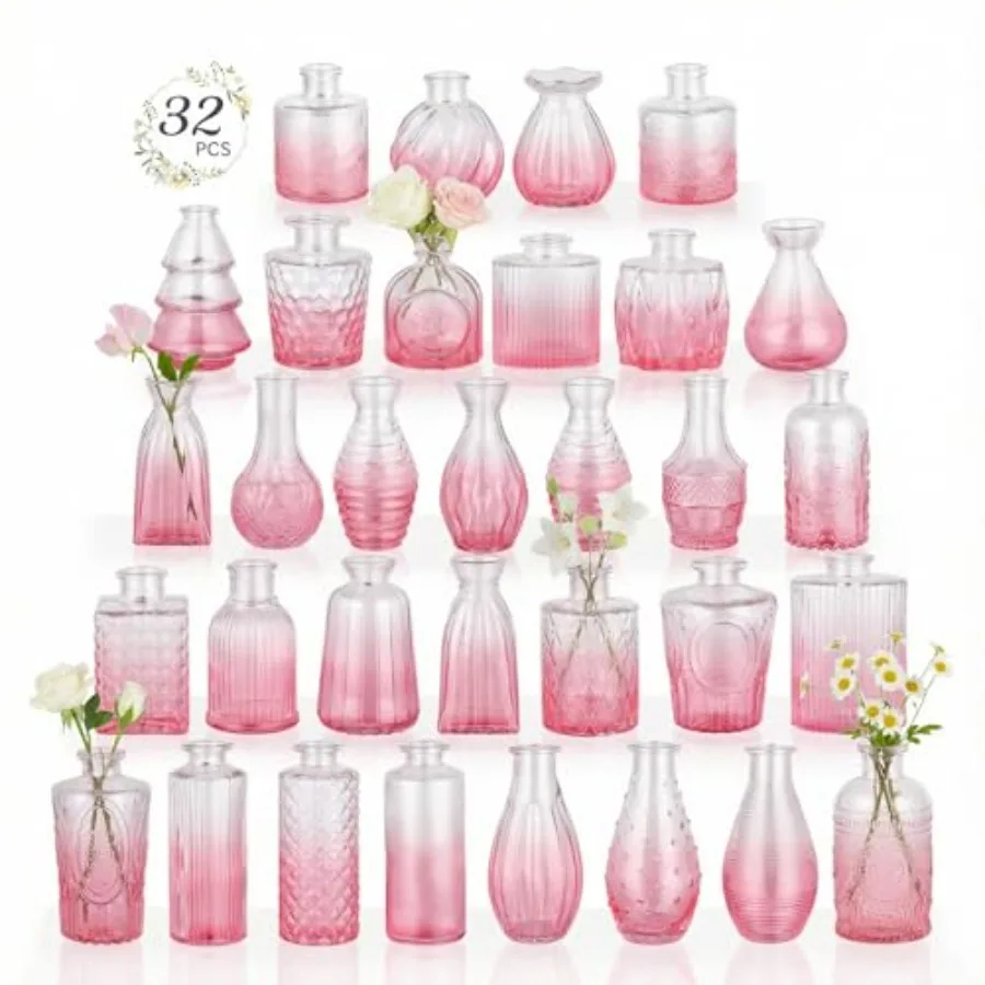 32 Pack Flower Vase Mini Glass Bud Vases Vintage Small Vases for Centerpiece Table Wedding Decorations Home Decor Party
32 Pack Flower Vase Mini Glass Bud Vases Vintage Small Vases for Centerpiece Table Wedding Decorations Home Decor Party