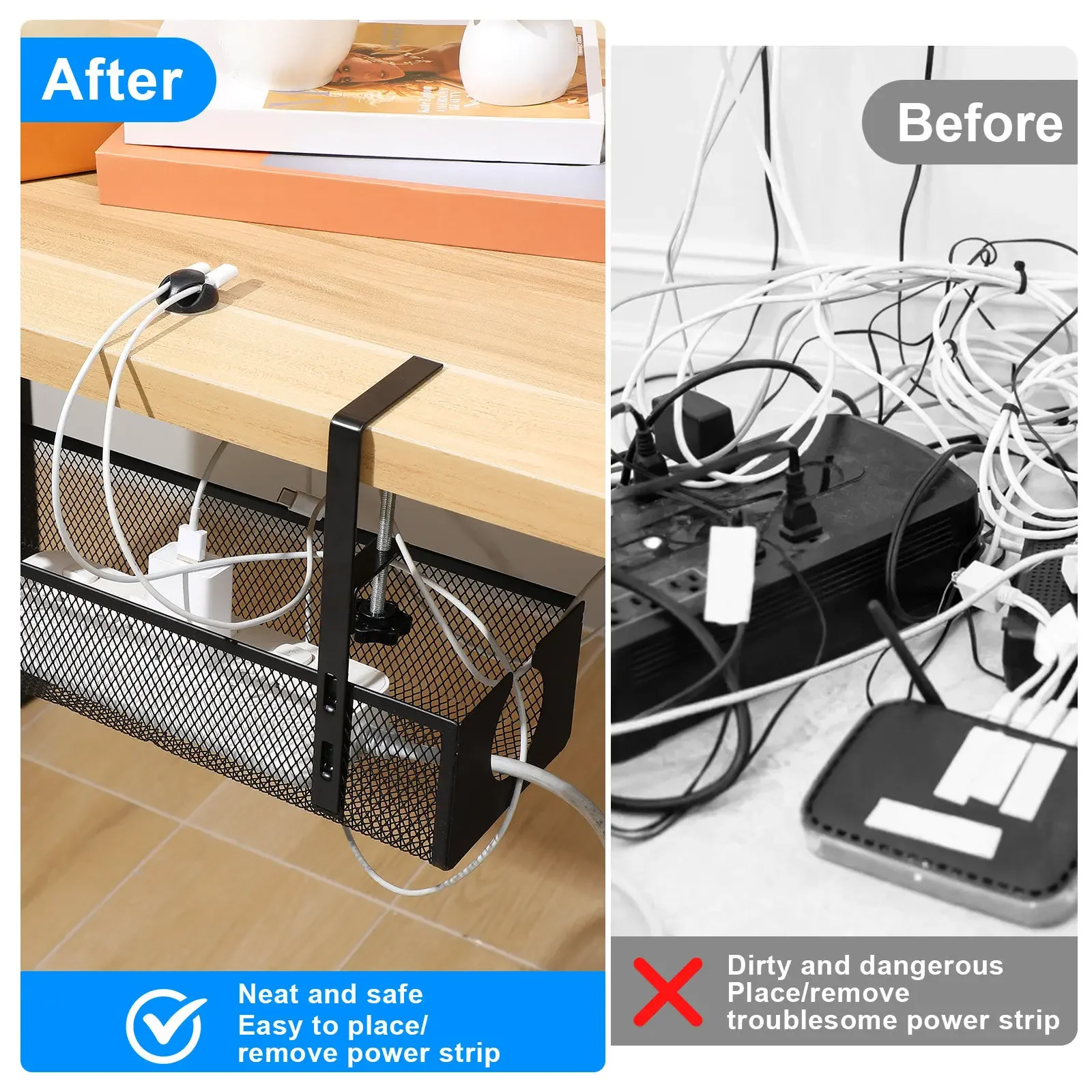 Under Desk Cable Management Tray Metal Carbon Steel Large Capacity Cord Organizer Desk Wire Storage Office Home Organizer
Under Desk Cable Management Tray Metal Carbon Steel Large Capacity Cord Organizer Desk Wire Storage Office Home Organizer