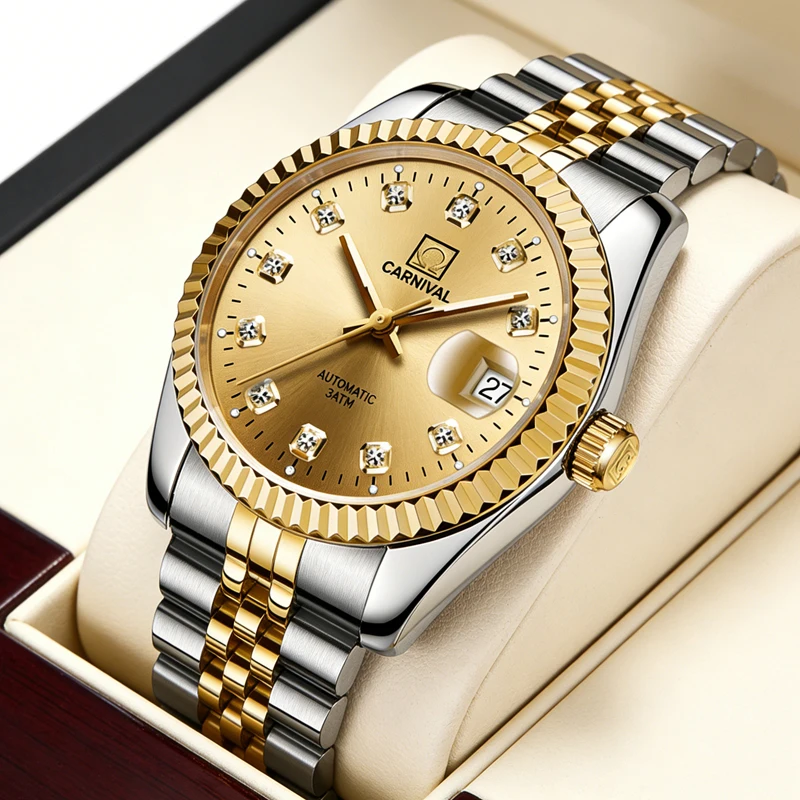 CARNIVAL Business Watch For Men Top Brand Luxury Seagull movement Mechanical Automatic Watches Fashion Waterproof Reloj Hombre
CARNIVAL Business Watch For Men Top Brand Luxury Seagull movement Mechanical Automatic Watches Fashion Waterproof Reloj Hombre