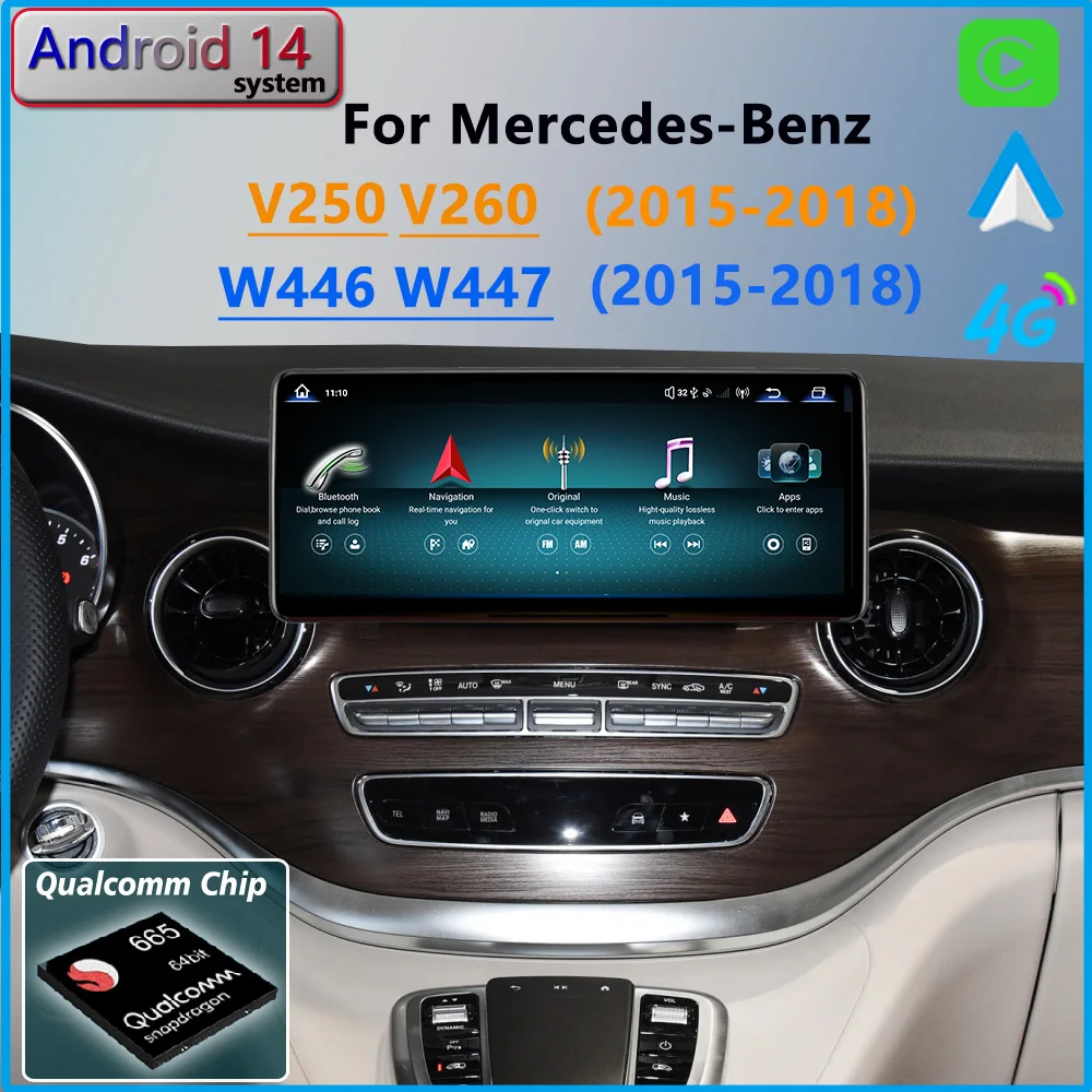 Android 14 Qualcomm chip For Mercedes Benz V klass W447 2014-2018 CarPlay Car Radio GPS Navigation Netflix Multimedia Playe
Android 14 Qualcomm chip For Mercedes Benz V klass W447 2014-2018 CarPlay Car Radio GPS Navigation Netflix Multimedia Playe